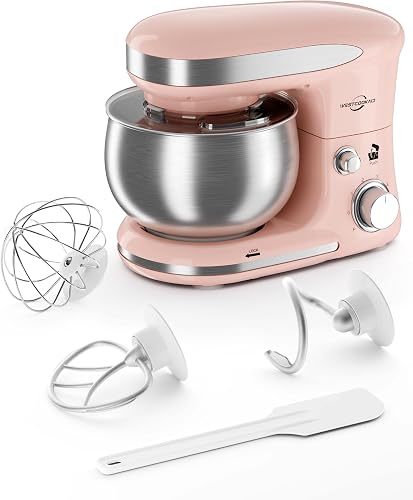Stand Mixers, 3.4QT Mixers Kitchen Electric Stand Mixer, 6+P Speed Tilt-Head Portable Household Mixers for Daily Use with Egg Whisk, Dough Hook, Flat Beater, Dough Bread Mixer for Baking (Pink)