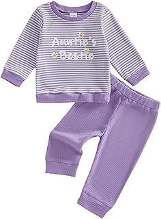 Baby Boys Casual Outfits Long Sleeve Sweatshirt Tops with Checkerboard Print Drawstring Pants Sets Toddler Boys 2Pcs Clothes