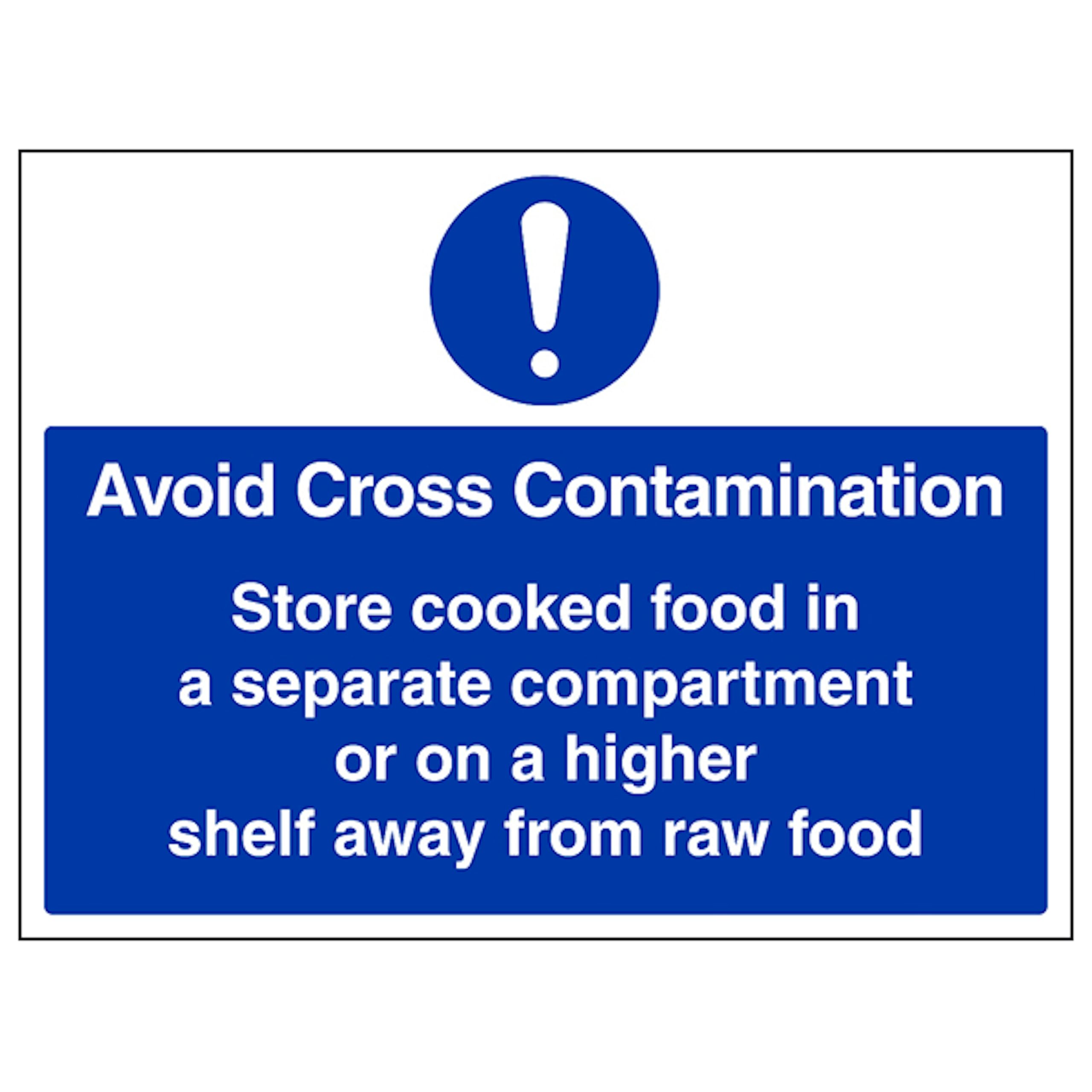 V Safety Avoid Cross Contamination - Large Landscape 300 x 200 mm - Glow In The Dark Self Adhesive Vinyl Safety Sign