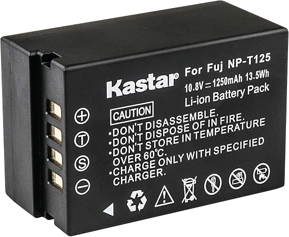 Kastar Battery 1 Pack for Fujifilm NP-T125 NPT125 Rechargeable Battery, Fujifilm BC-T125 Battery Charger, Fujifilm GFX 50S GFX50S GFX 50R GFX50R GFX 100 GFX100 Camera and Fujifilm VG-GFX1 Grip