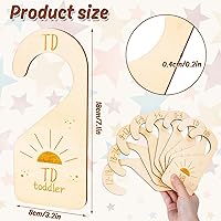 Vista 2 de Whaline 8 piezas de tamaño de armario de bebé divisores de madera para armario de bebé, organizador bohemio de diseño de sol colgante de madera