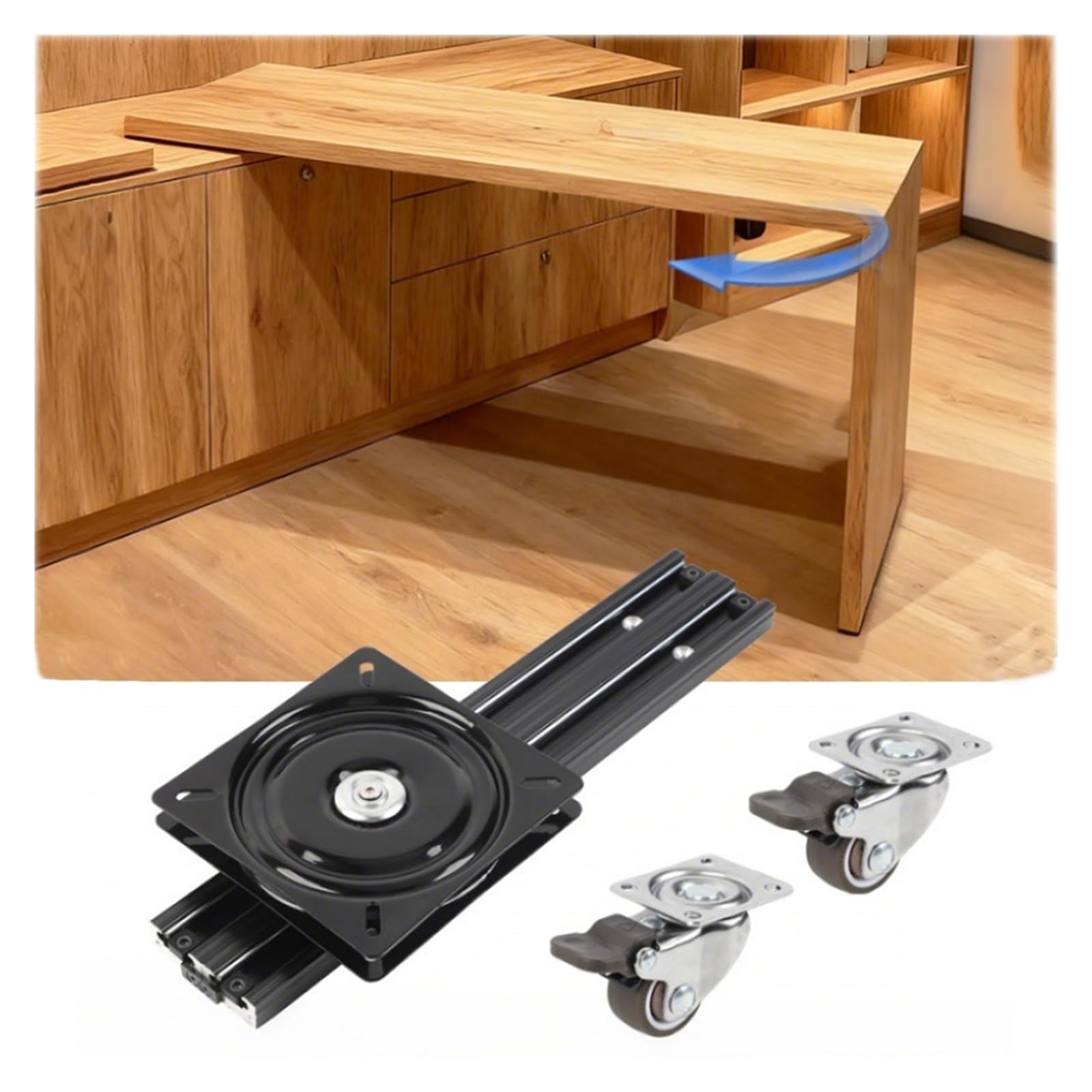 Tavolo da pranzo girevole allungabile con binario scorrevole retrattile per dormitorio/angolo studio, 80 cm