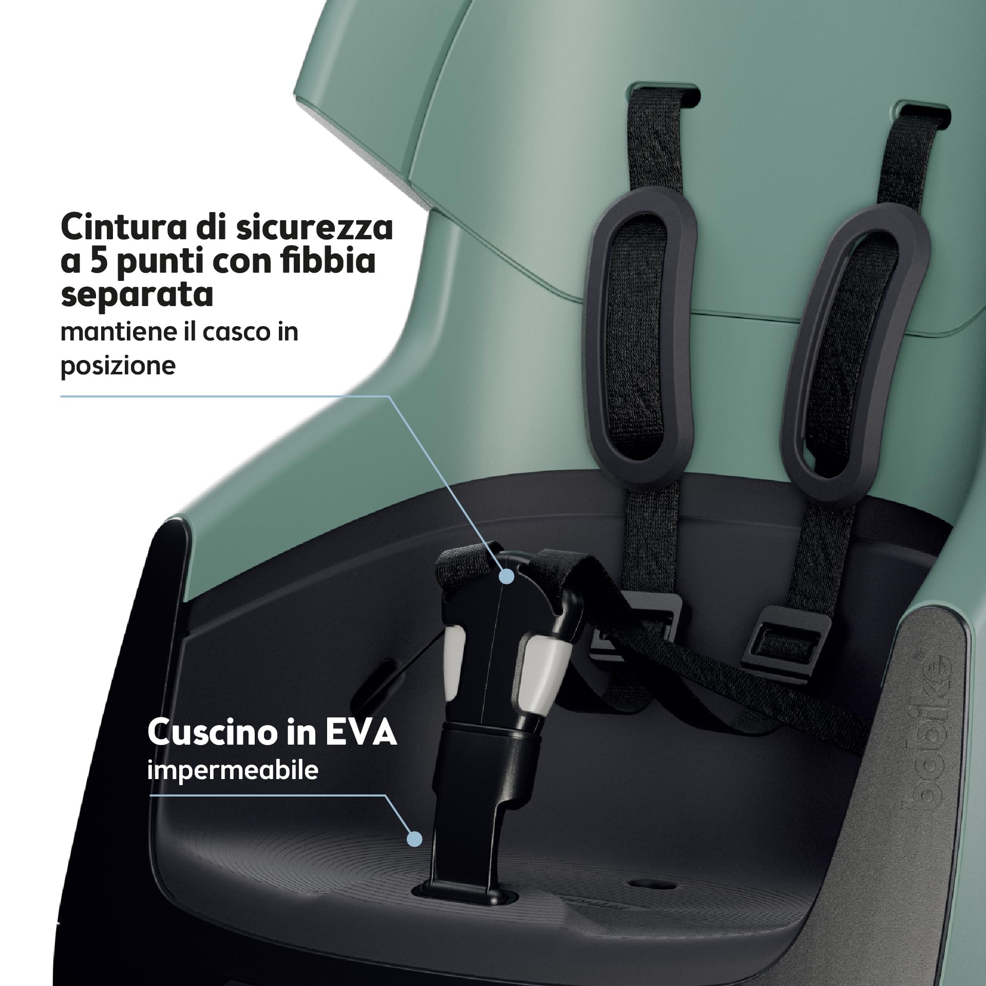Seggiolino Posteriore Bicicletta Bambini Reclinabile Al Telaio e Portapacchi Bobike EXCLUSIVE EVOLVE MAXI doppia parete, sospensione integrata, poggiatesta regolabile e cintura a 5 punti, fino a 22 kg