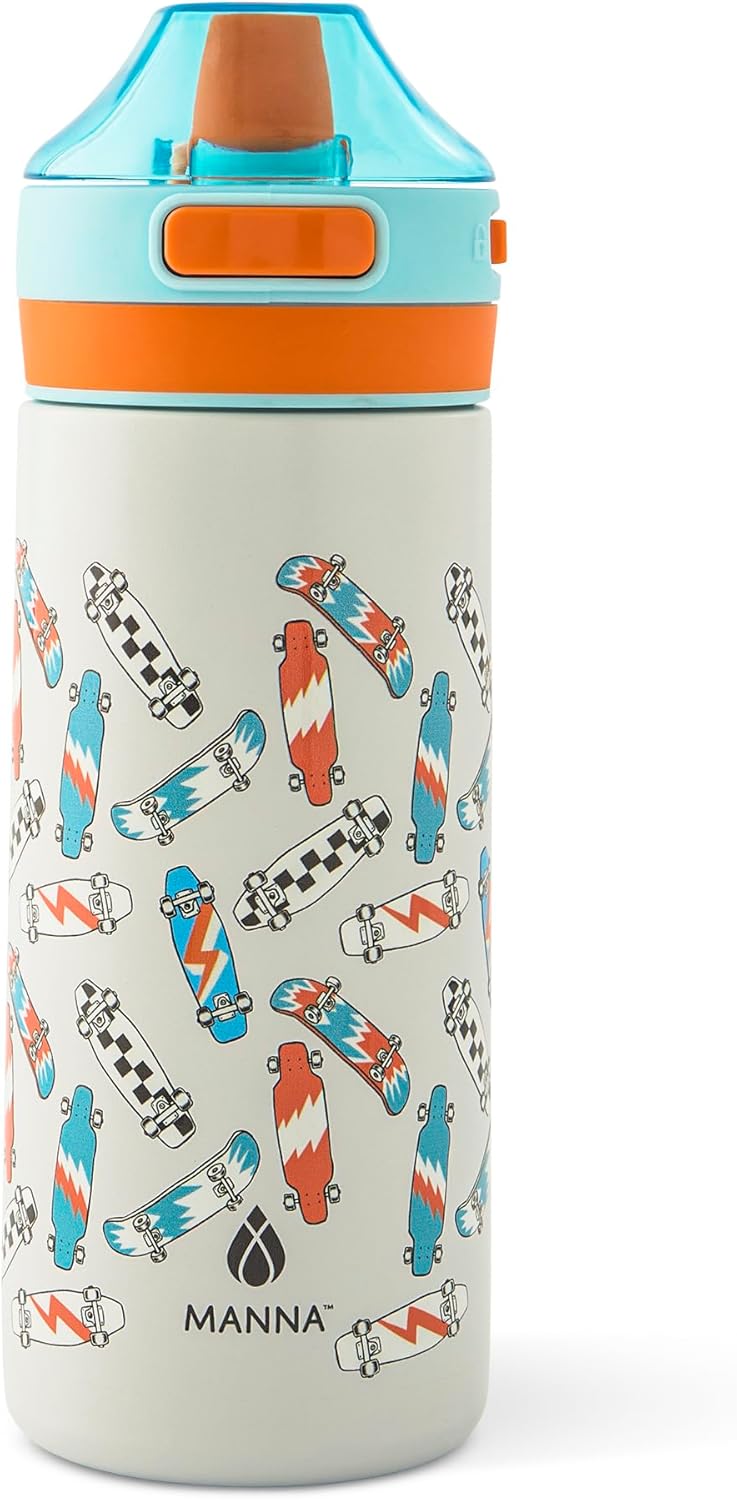 Manna Astor Stainless Steel Leak-Proof Reusable Water Bottle – 18 Oz – Skateboard