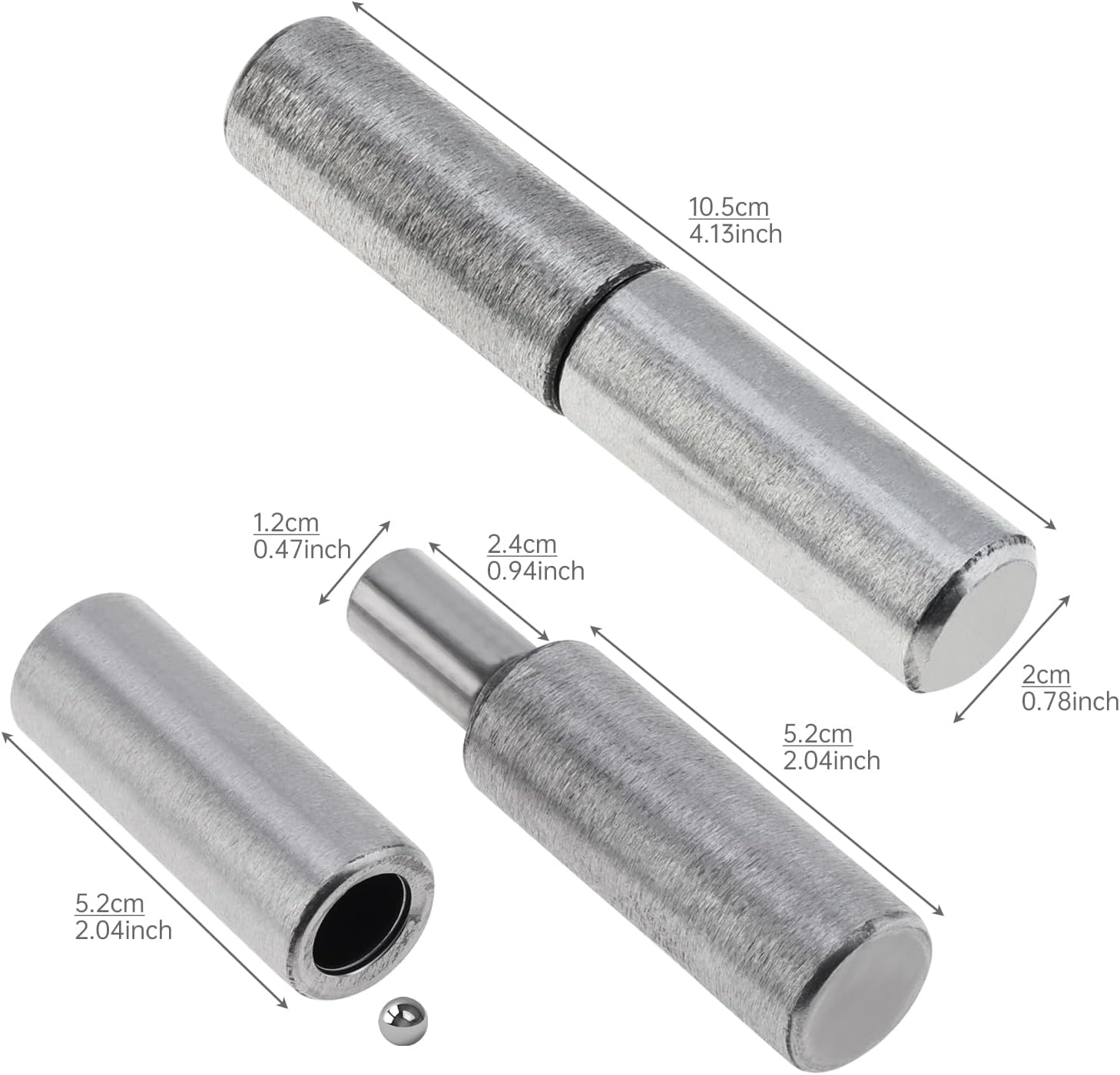 4 pcs Weldable Barrel Hinges 4⅛ x 3/4 inch, Heavy Duty Gate Hinges ½ Dia Pin for Swing Door/Trailer Ramp/Iron Date with 4 pcs Bearing Ball,Load Capacity 700 Lbs