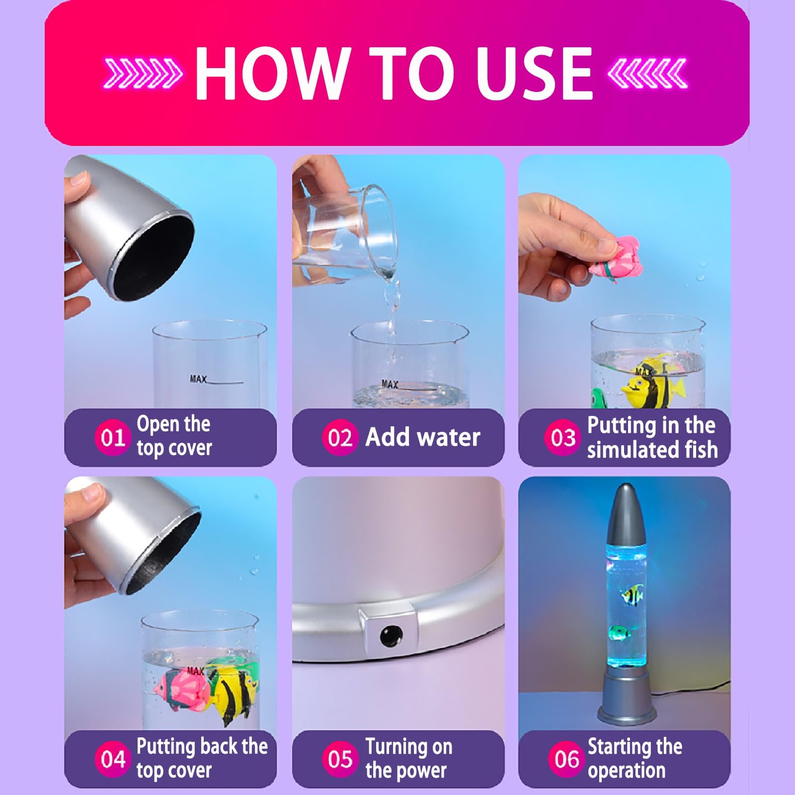 Quallen-Lavalampe mit realistischen, beweglichen Blasen und 3D-Fischen, Stimmungslicht for Stressabbau, Einschlafhilfe for Kinder, ASMR-Raumdekor-Geschenke