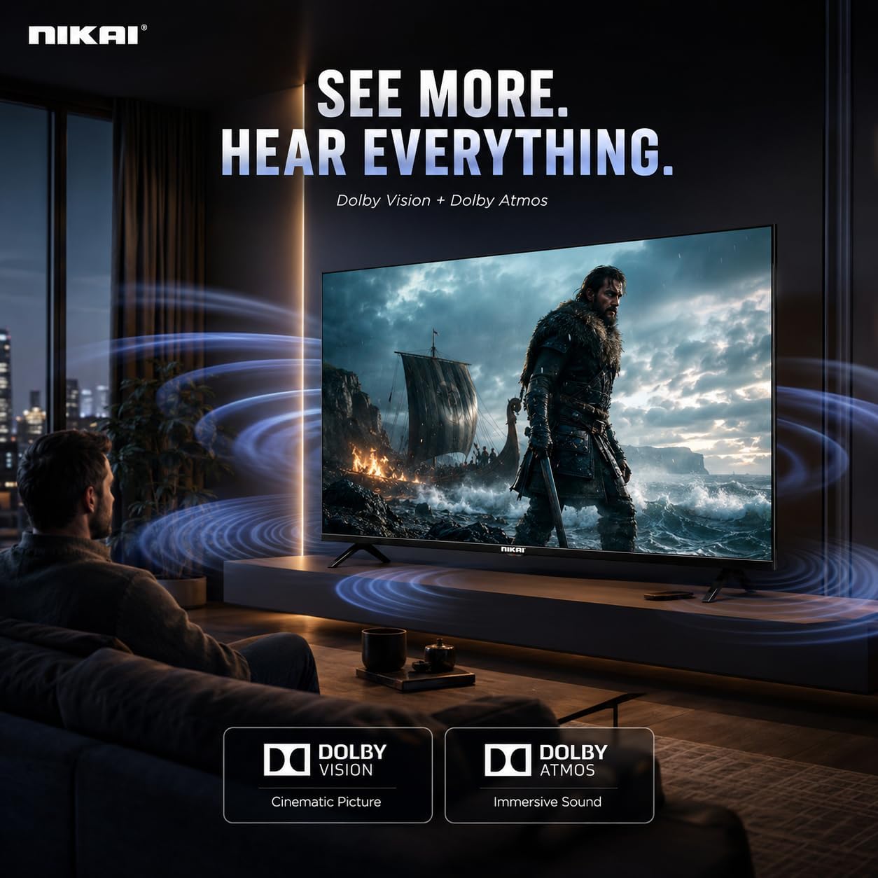 تلفزيون ذكي QLED 75 بوصة، دقة 4K، يعمل بنظام ويب او اس. تحكم صوتي بدون استخدام اليدين، دولبي ديجيتال، واي فاي مدمج وبلوتوث، نطاق لوني عالي، واتصال سهل مع أجهزة اندرويد وآبل، NIK75MEU4QLED، من نيكاي - 4K 2026 - view 5