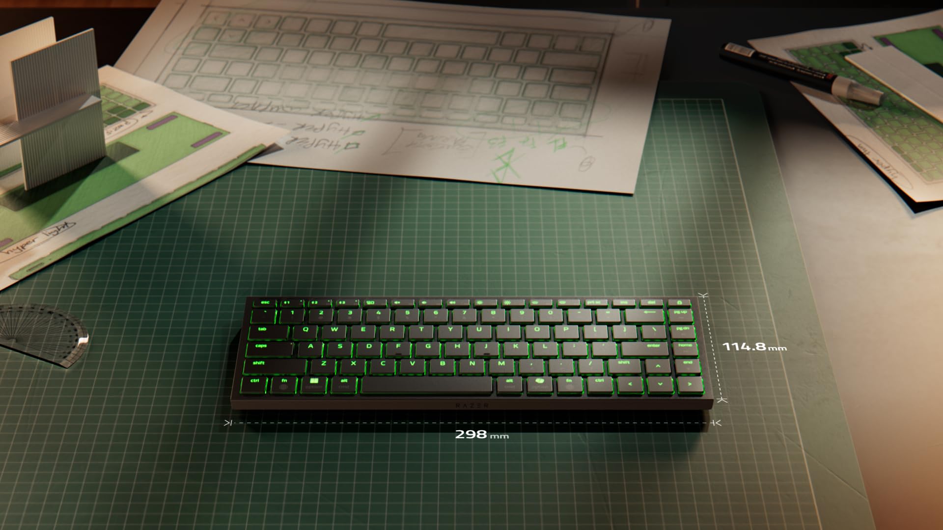 Razer Joro Portable Keyboard - Kompaktowa podświetlana klawiatura bezprzewodowa - Bluetooth - Niski profil - USB-C - kompatybilna z Apple macOS i iOS - Windows PC - Układ US QWERTY | Czarny