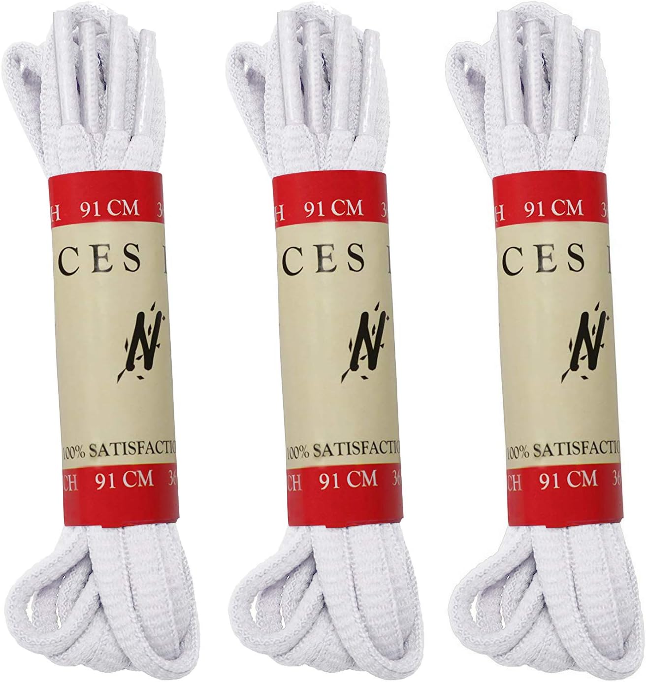 THREE PAIR PACK Durable Oval Athletic Shoelaces (6.5mm Diameter) by NivZiv