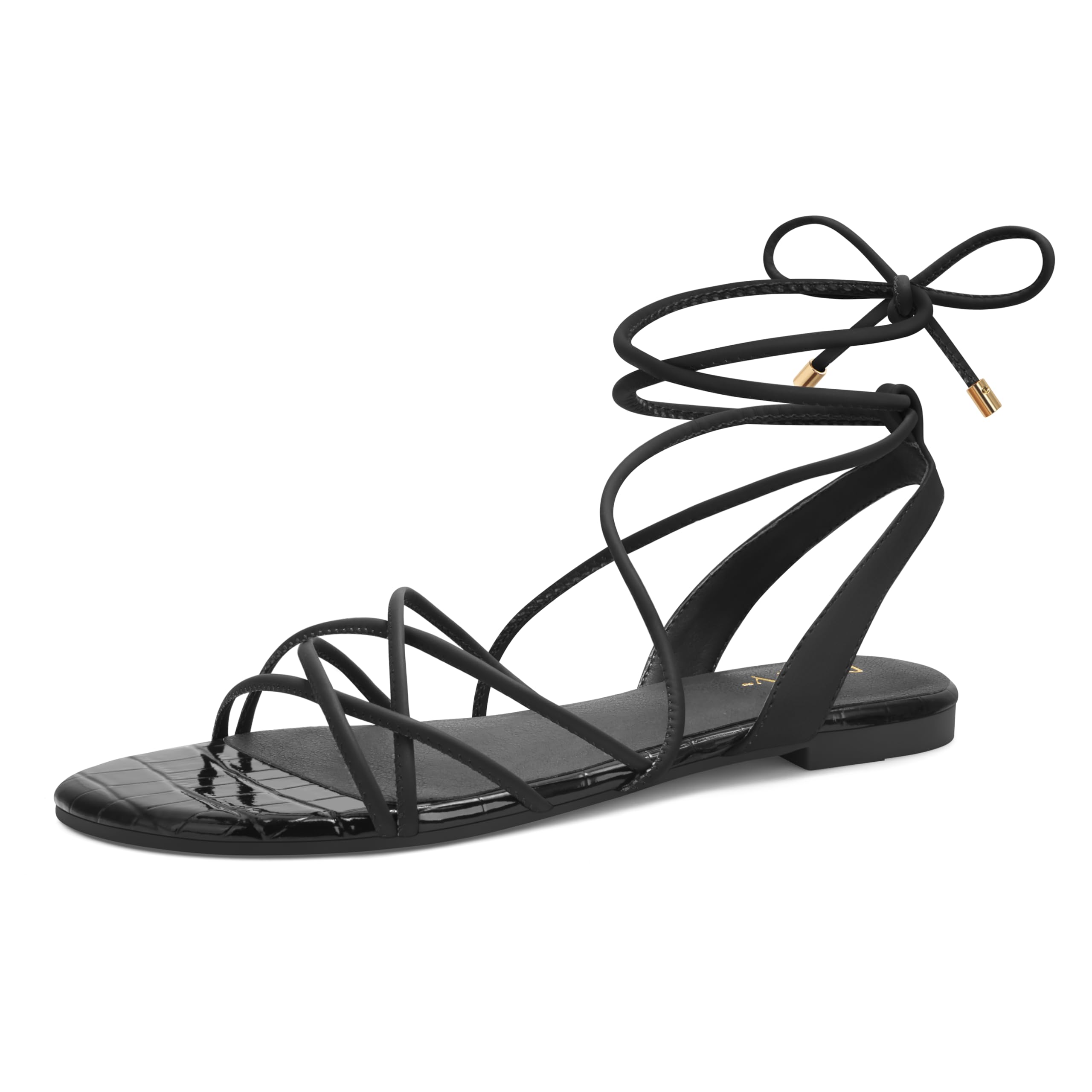 PARTYWomen's Strappy Sandals Gladiator Lace Up Flats Summer Wrap Open Toe Tie Up Shoes
