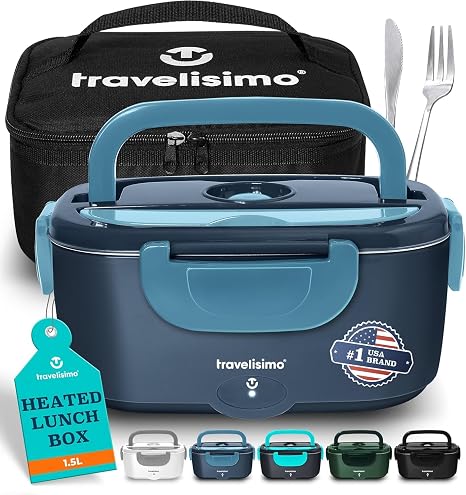 TRAVELISIMO Electric Lunch Box for Adults 100W Heated Lunch Box