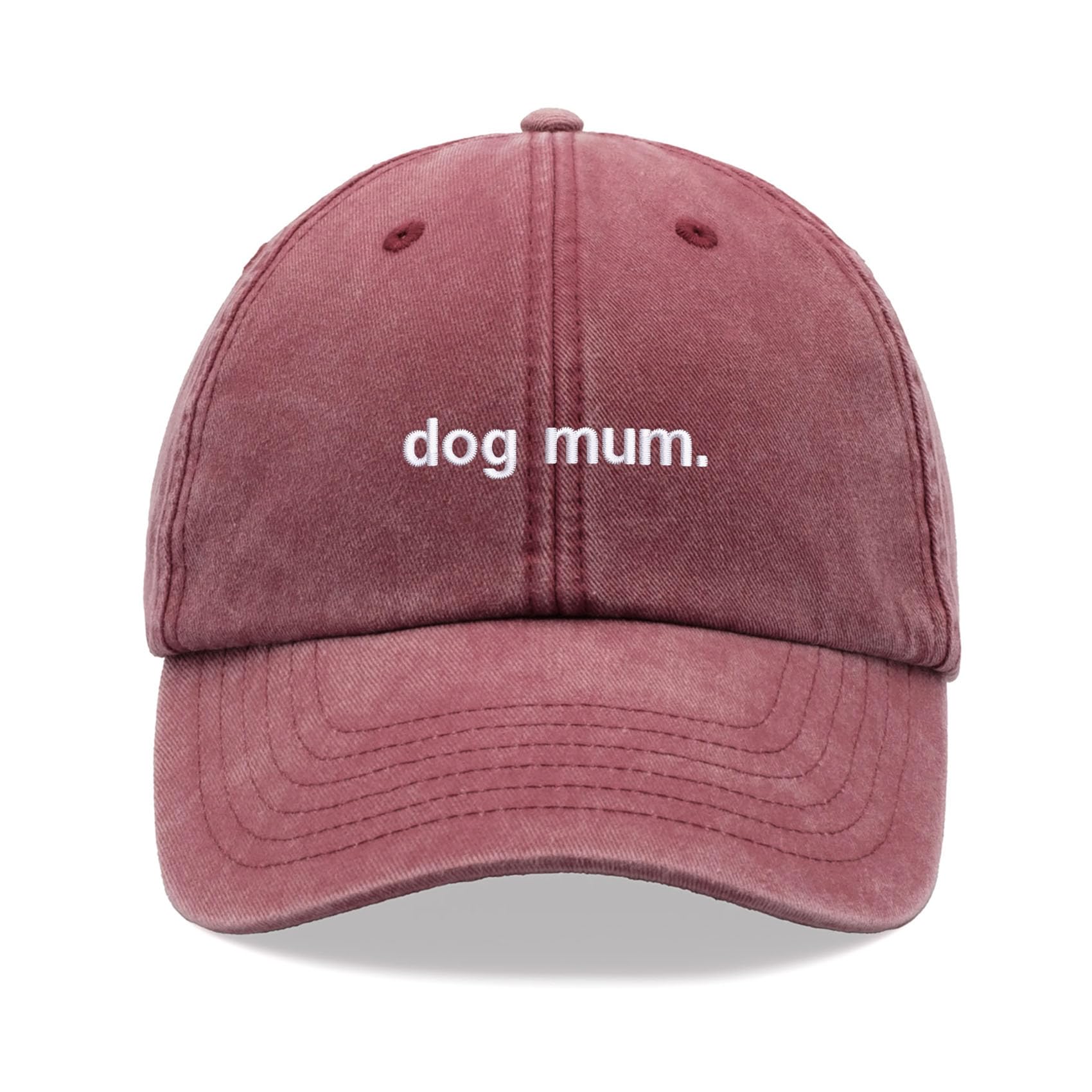 Dog Mum. Baseball Cap Vintage Washed Unisex Dad Hat Adjustable Dog Lady Red
