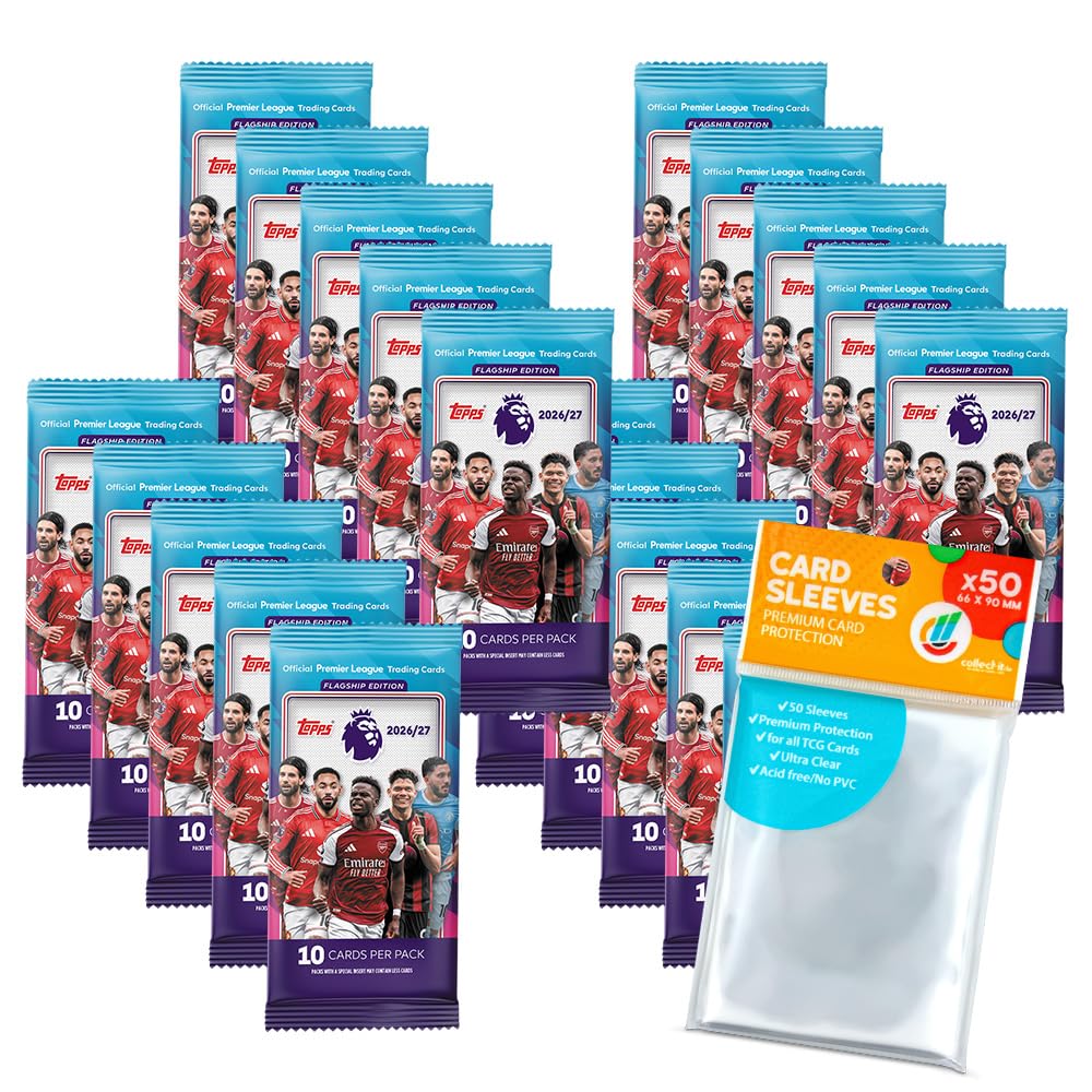 Pacchetto di carte collezionabili Premier League 2026/27, 20 booster + esclusive custodie Collect-it