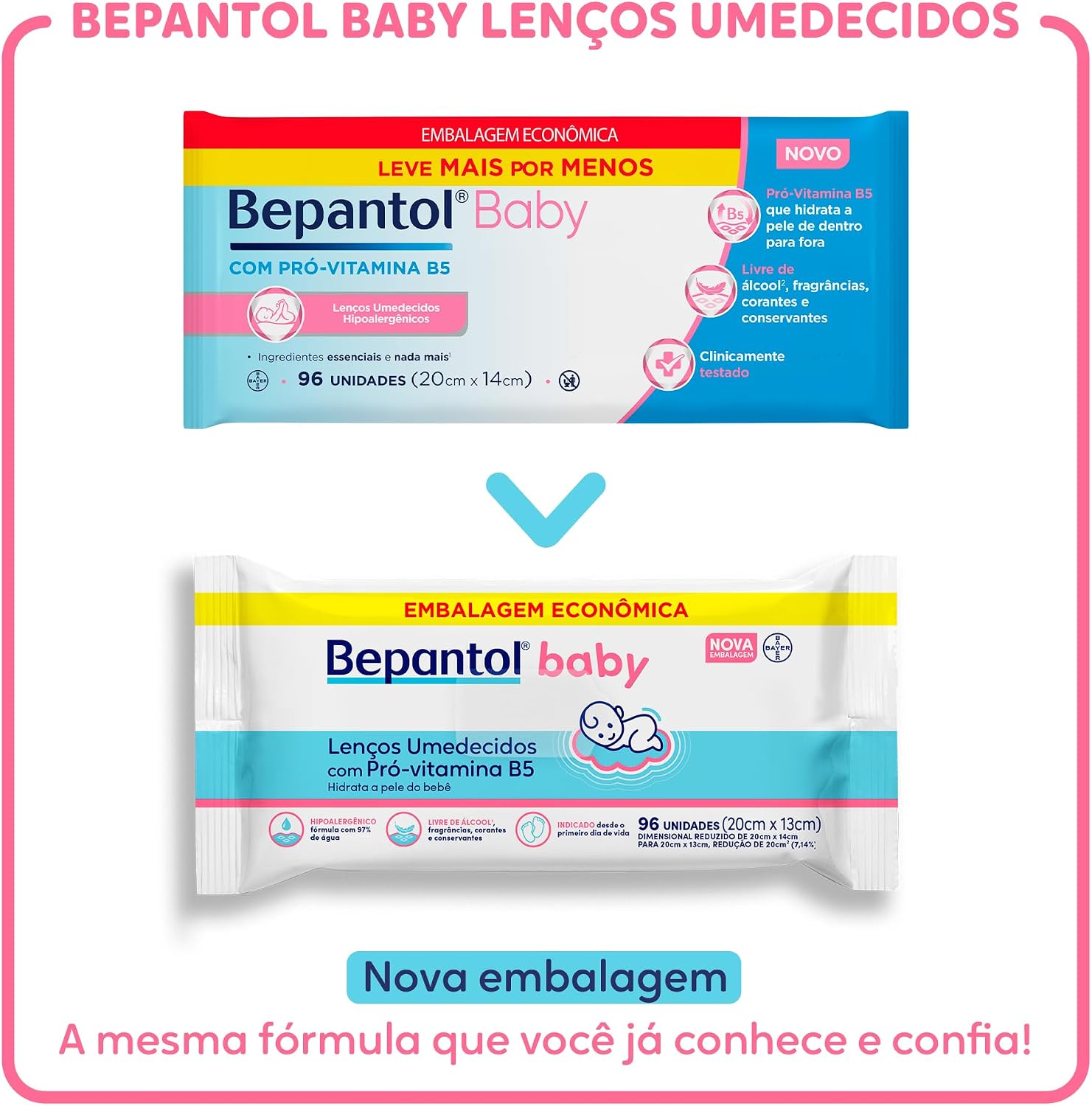 Lenço Umedecido, Bepantol Baby - Leve 96 Pague 80