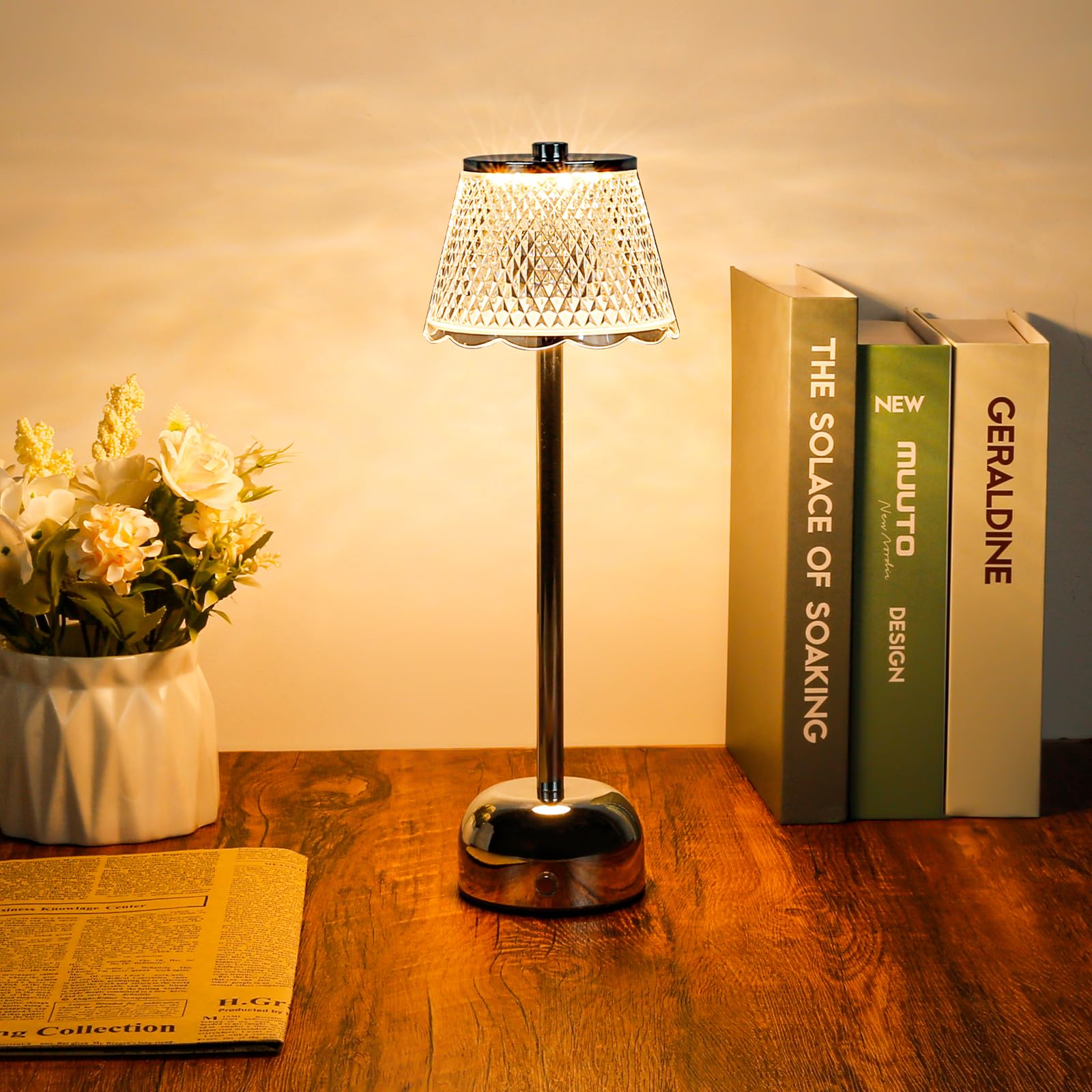 Comius Sharp Lamparas de Mesita de Noche Modernas sin Cables, Lampara de Mesa LED Recargable USB, Lampara Inalambrica Portatil, Lámpara de Mesa Táctil Regulable para Dormitorio Comedor Noche Salon