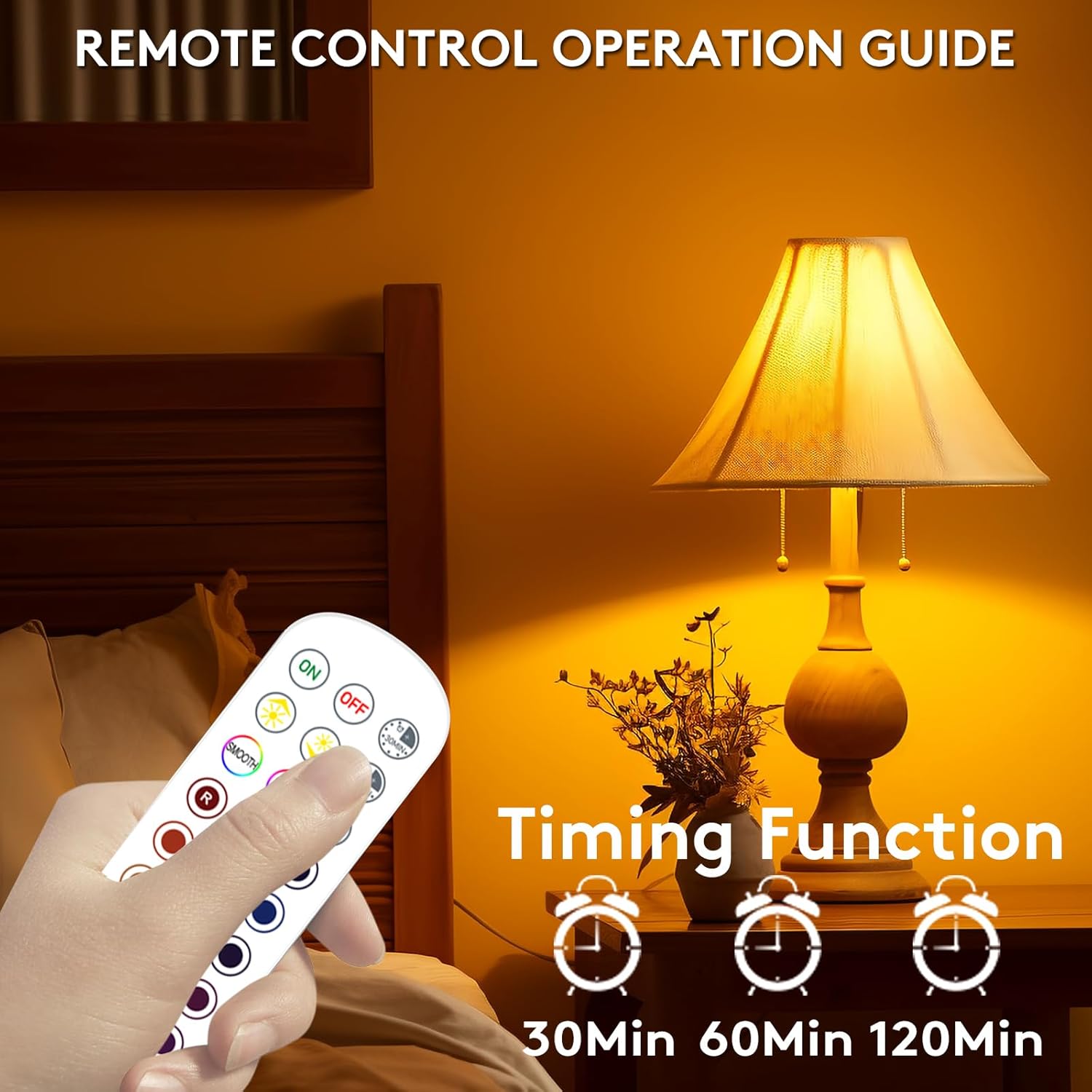 4-Pack Rechargeable LED Light Bulbs（E26）， 350LM Dimmable, 15 Color Options, Remote Control & 3 Timer Settings - Detachable for Wall Sconce Use