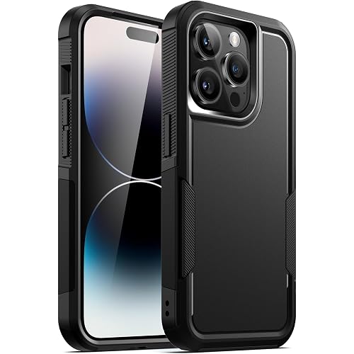 JETech Case for iPhone 14 Pro 6.1-Inch, Heavy Duty Dual-Layer Rugged Protection, Shockproof Protective Tough Phone Cover with Matte Back (Black)