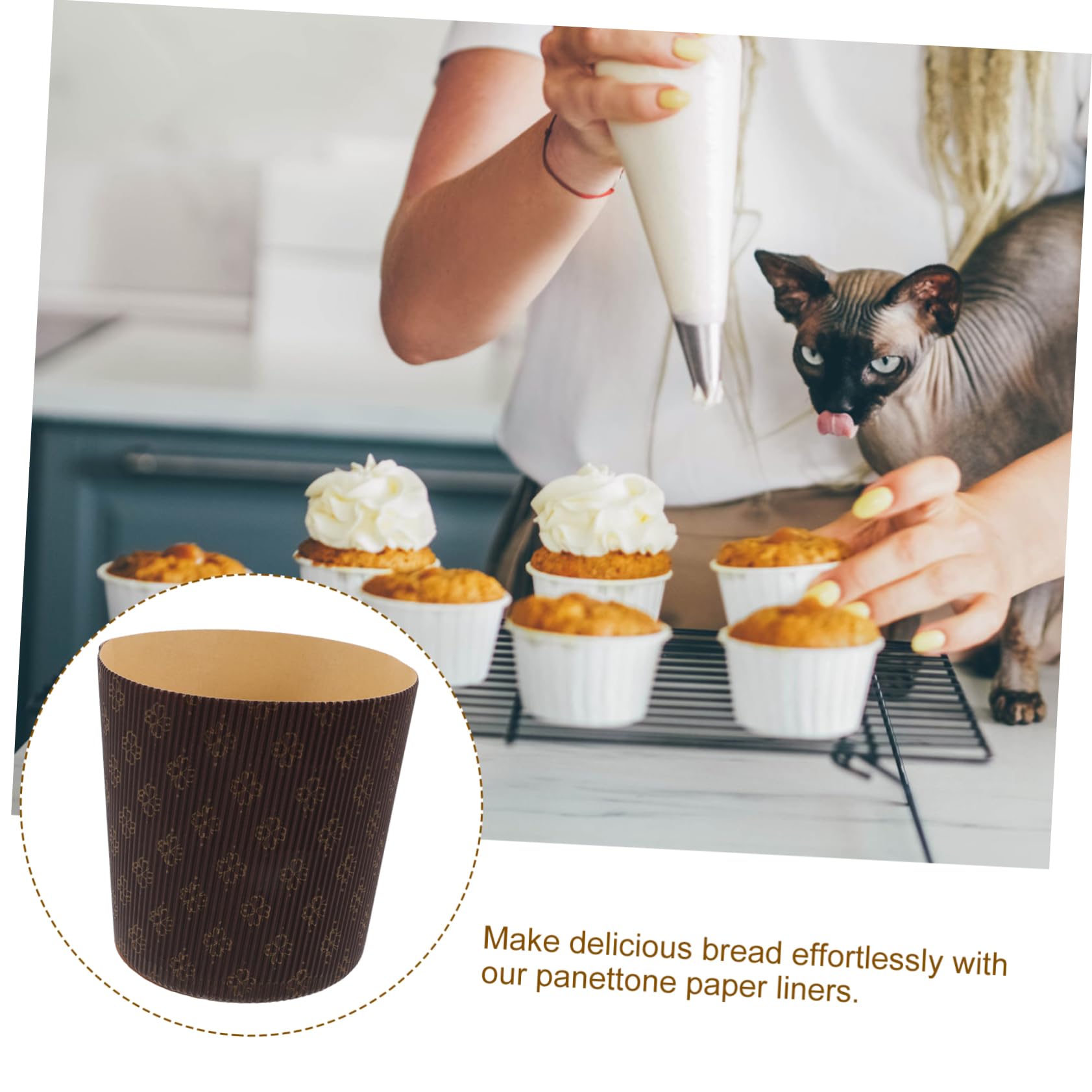 25 Piezas de Moldes de Papel para Muffins Resistentes Grasa, Material Papel Marrón, Fácil de Usar para Hornear en Casa Fiestas Elegantes