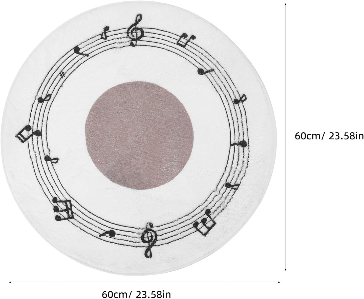 Music Floor Mat Round 23.6 Inch Polyester Fiber Non Slip Rug