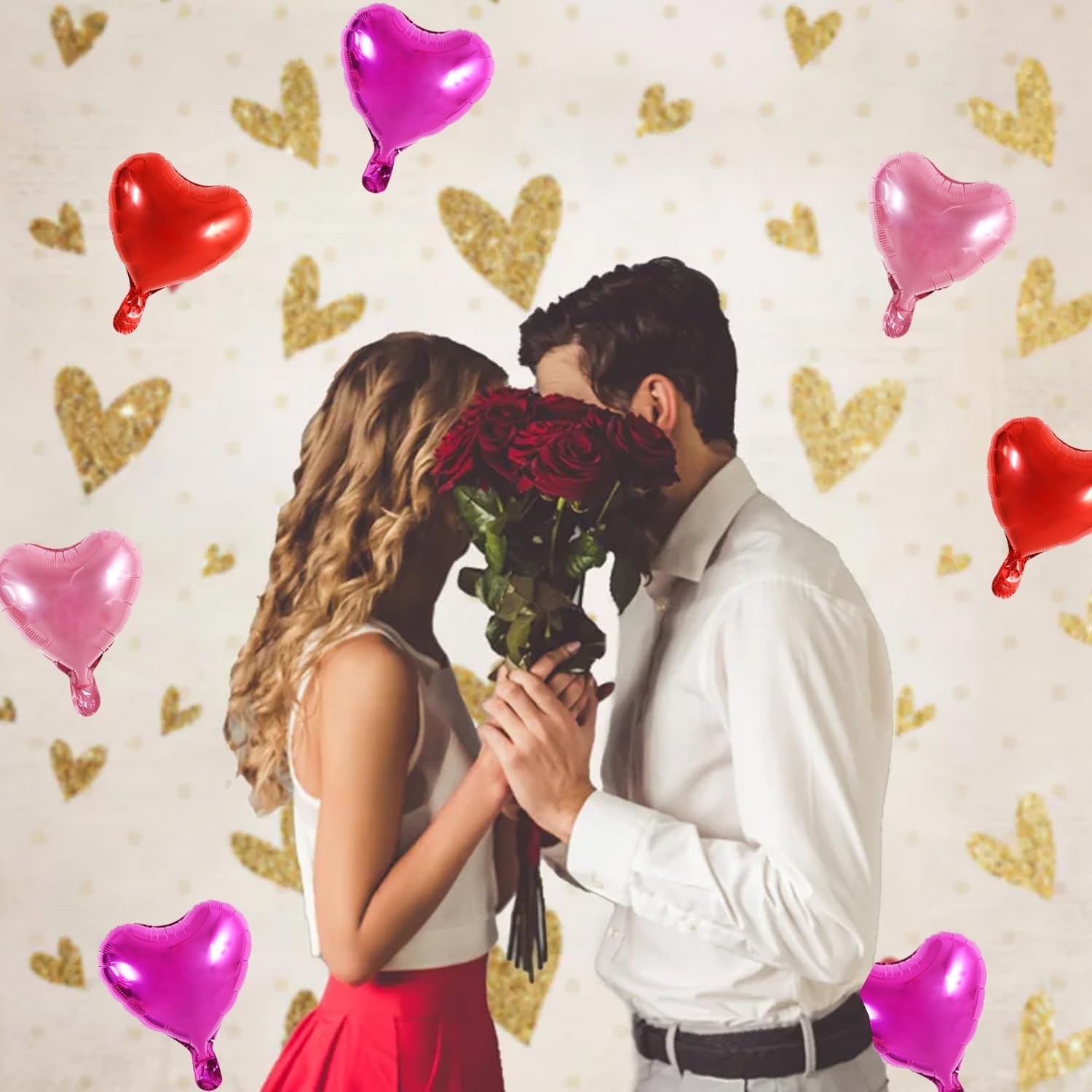 TONIFUL 30Pcs 10 Inch Heart Balloons Valentine’s Day Red Pink Hot Pink Heart Shape Foil Mylar Balloons Decoration for Valentine's Day Wedding Bridal Shower Anniversary Engagement Party Supplies image 4