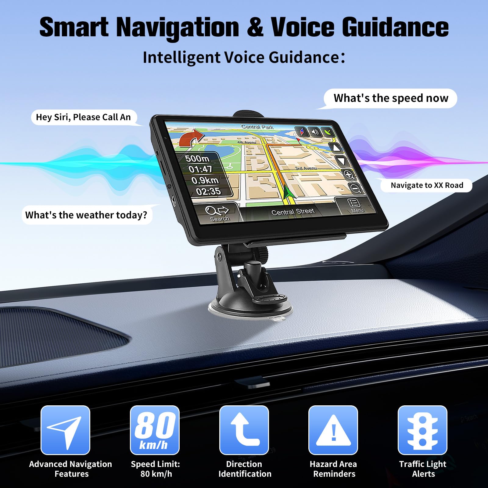 9 Inch GPS Navigator Sat Nav - 2025 Latest UK Map Sat Navs for Cars, Trucks and Buses,HD TFT Touch Screen HGV Satnav, Voice Turn Directions, Postcode Search, Lifetime Free Updates — view 2