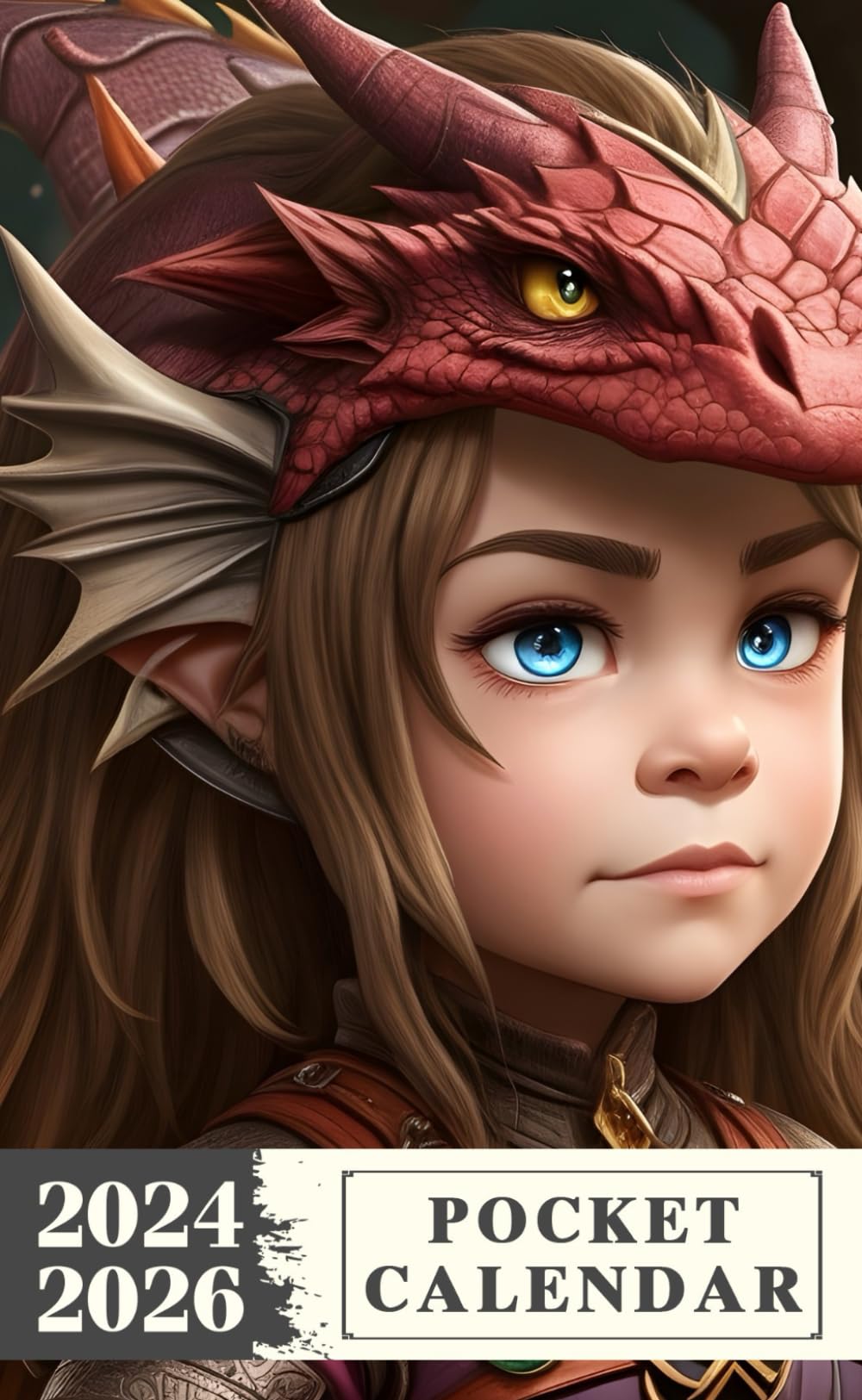 Pocket Calendar 2024 - 2026: Three-Year Monthly Planner for Purse , 36 Months from January 2024 to December 2026 | Girl dragon dwarf