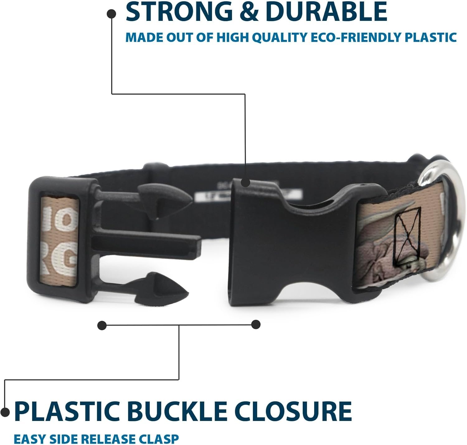 Star Wars Pet Collar, Dog Collar Plastic Buckle, Star Wars The Child Sitting Pose Precious Cargo Tan White, 20 to 31 Inches 1.5 Inch Wide