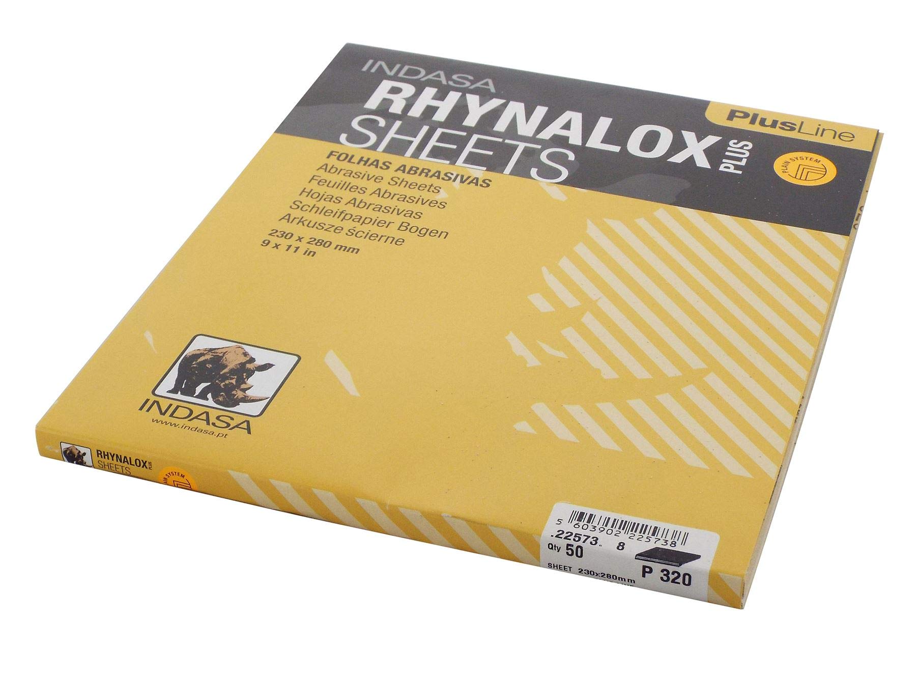 Indasa Rhynalox Plusline Production Paper P320 grit Sand Paper Sheets Pack 50