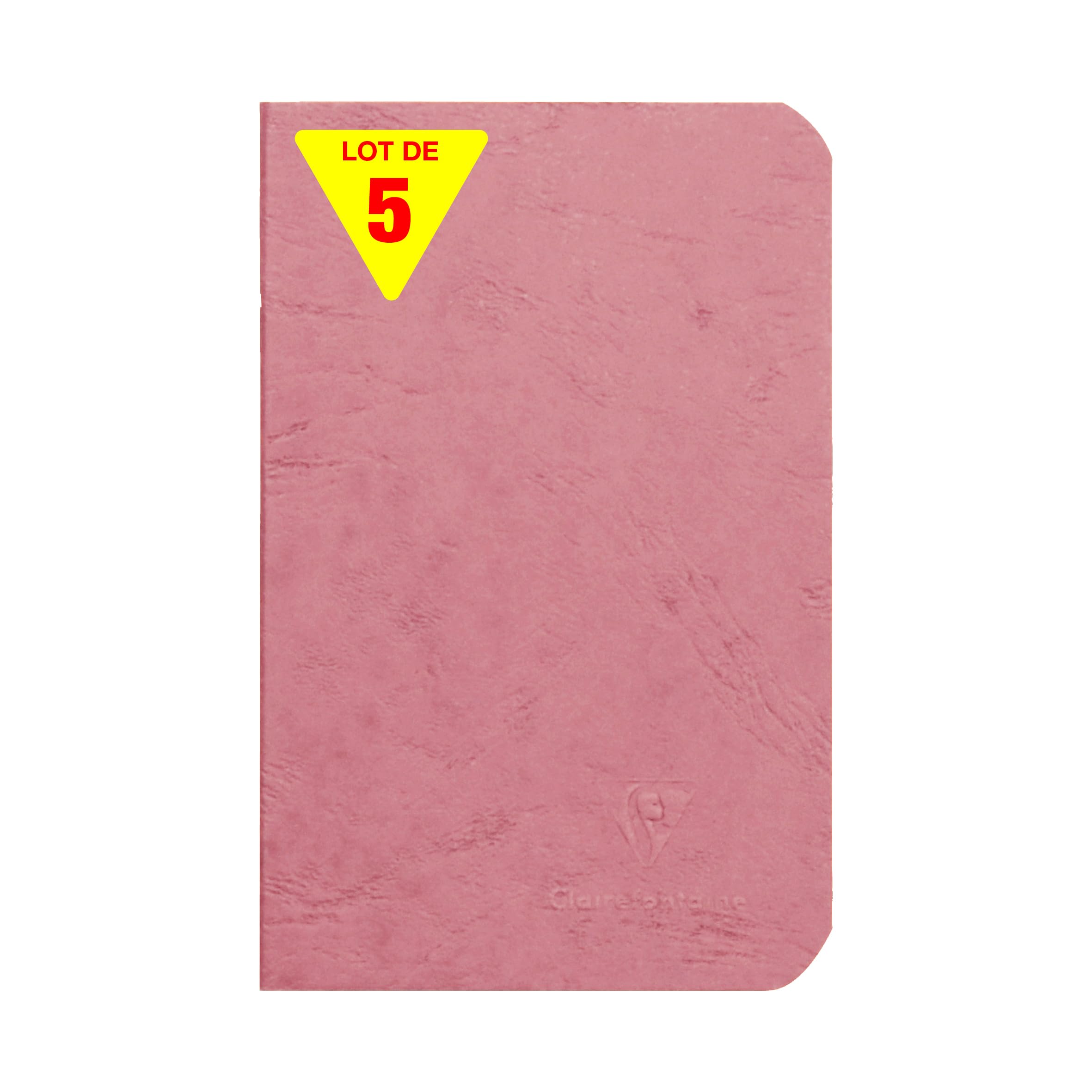 Clairefontaine 734166CPack Age Bag Collection Set of 5 Antique Pink Stapled Notebooks 9x14cm - 96 Lined Pages - 90g White Paper - Leather Glossy Card Cover