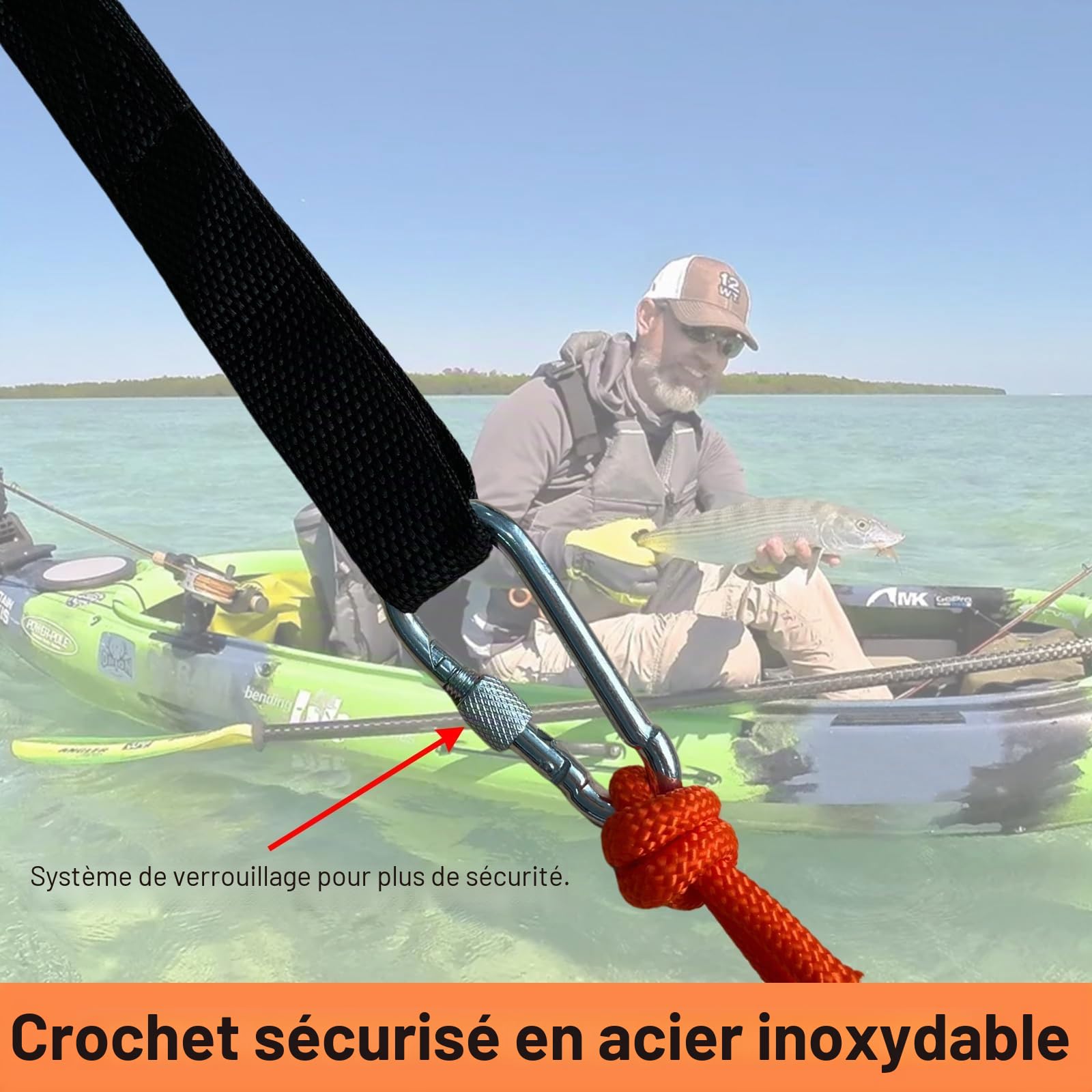 BeGrit 24po Ancre Flottante Drogue de PVC kit de Ancre Bateau Bouée Corde Réfléchissante avec Harnais Bouée et 4 Boucle d'alpinisme et Sac per Transport Stabilizzatori Laterali per Kayak Pêcheurs