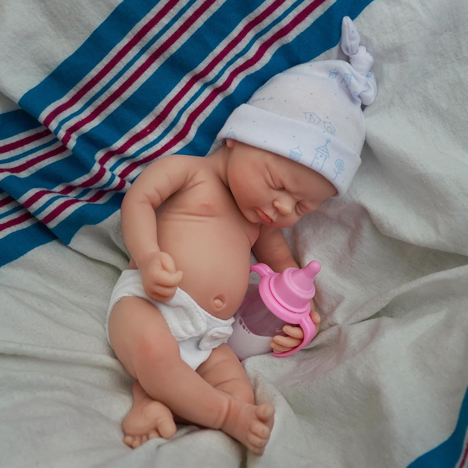 12" Reborn Baby Doll Silicone Full Body Realistic Newborn The Look Real Eyes Open Cute Baby Girl Soft Anti Stress Babies Doll with Clothes Feeding Accessories Set