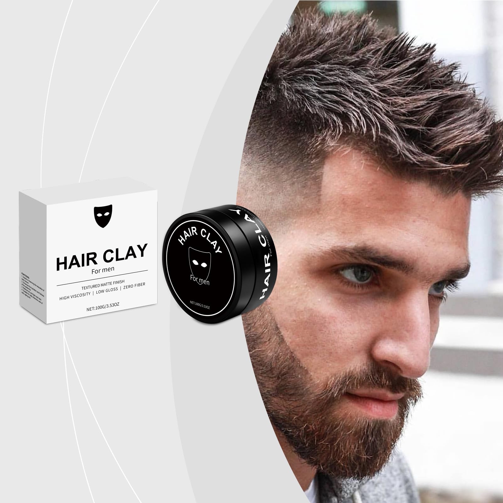 Haarstyling-Ton Für Männer – 100g Matte Finish, Starkhaltender Haarkleber Ohne Glanz, Wasserbasierte Haarpaste Für Volumen & Textur, Ideal Für Alle Haartypen, Styling-Wachs