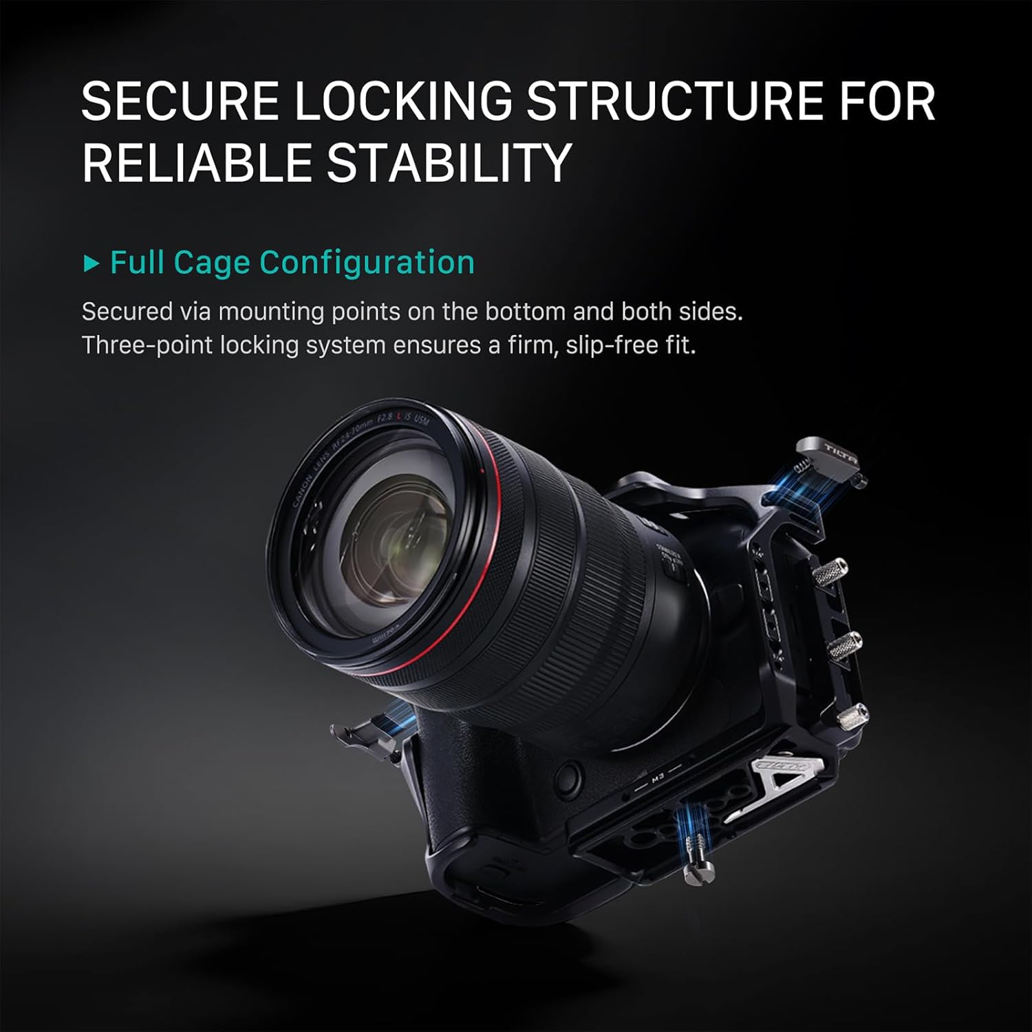 Tilta Camera Full Cage Kit Compatible with Canon R6 Mark III & R5 Mark II | Protective Full Camera Cage with Cable Clamp, ARCA Bottom Plate & 1/4"-20 Threads | Black