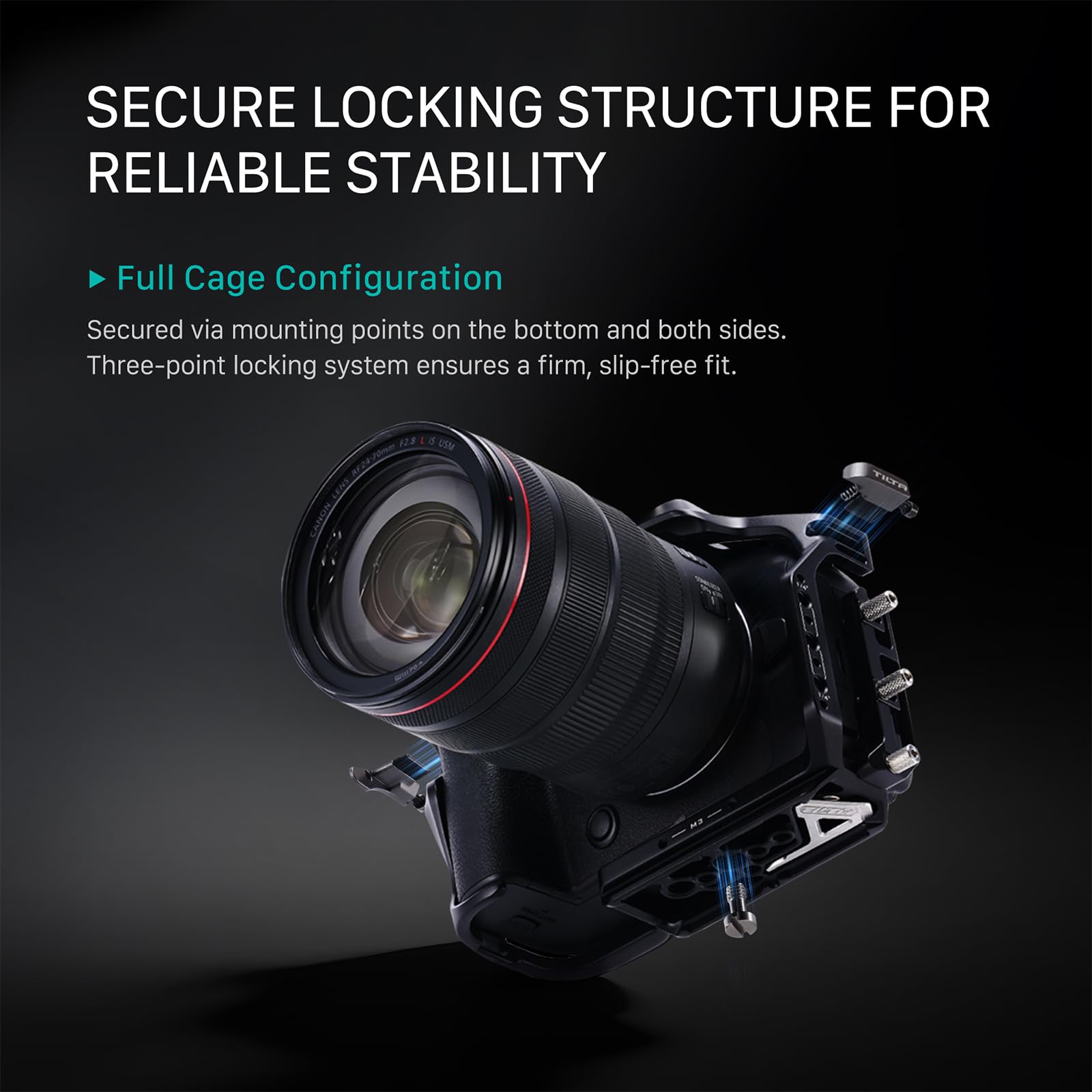 Tilta Gabbia R6 Mark III, Kit Leggero per Gabbia Fotocamera Compatibile con R6 Mark III/R5 Mark II con Impugnatura Superiore Xeno - Nero TA-T99-A-B