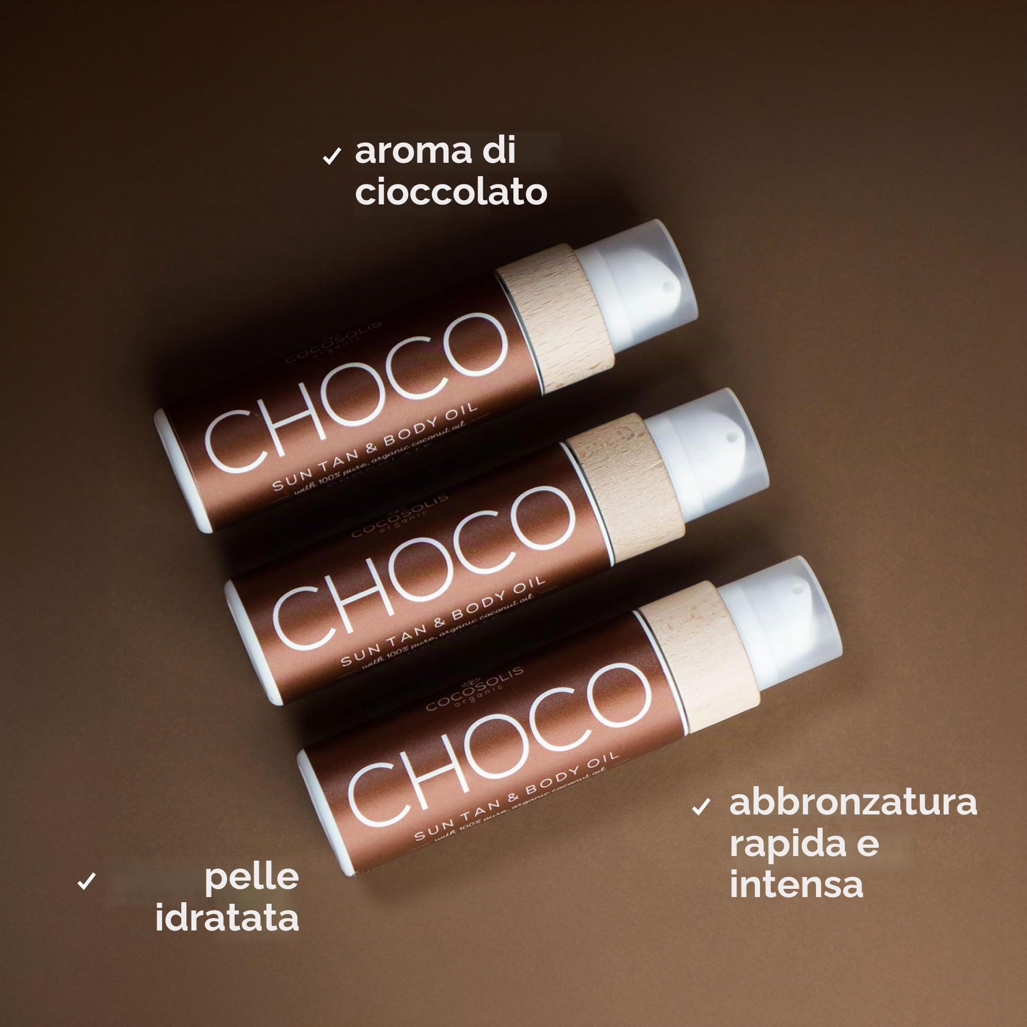 COCOSOLIS CHOCO-Acceleratore abbronzante biologico con vitamina E e per rapida abbronzatura intensa–Amplificatore di abbronzatura per un'abbronzatura intensa–Lozione nutriente 110 ml
