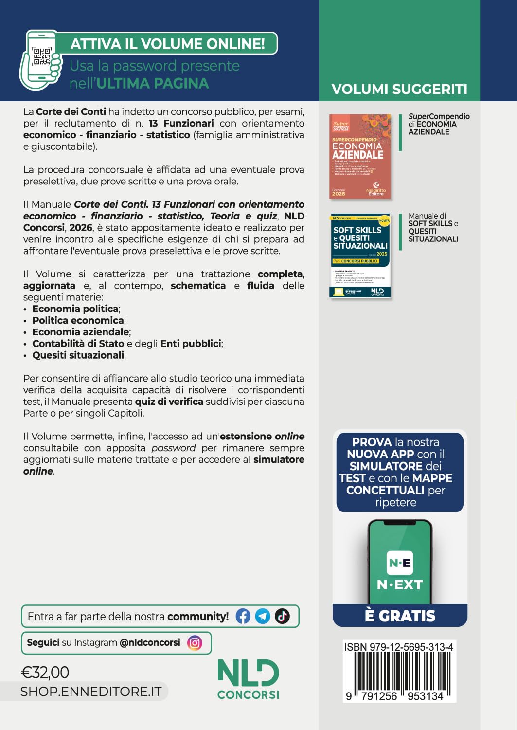 Concorso Corte dei Conti 13 Funzionari con orientamento economico-finanziario-statistico Manuale di teoria e quiz 2026
