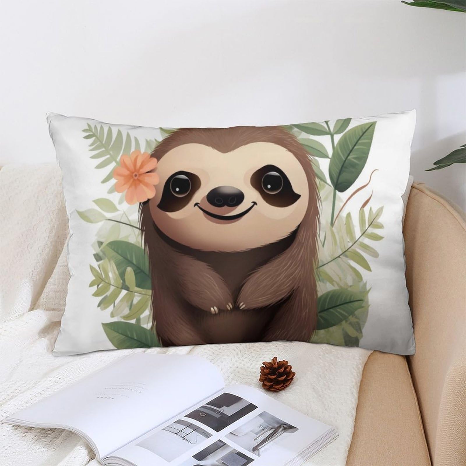NTVOWPZO Decoration Throw Pillow Covers 12 "x20 Pillowcases Covers Cute Cartoon Sloth Soft Pillowcases Modern Farmhouse Home Decor Sofa Cushions Covers for Couch Bed Living Room