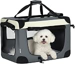 PawHut 60cm Foldable Pet Carrier Bag Soft Travel Dog Crate, Portable Cat Carrier w/Cushion, for Cats and Miniature Dogs - Grey
