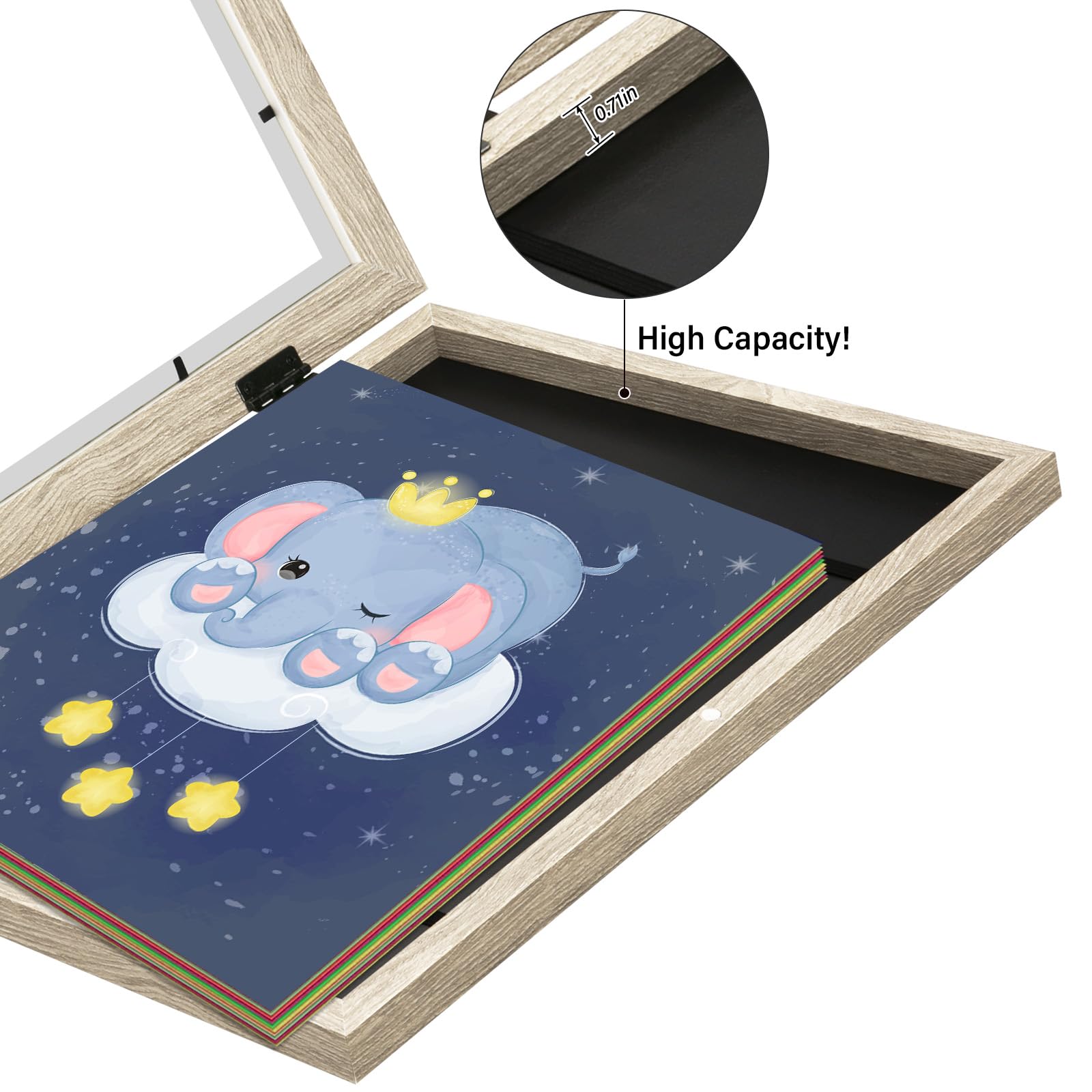 WUIRCCX 9x12 Kids Art frame,Front Opening with HD Glass,Horizontal and Vertical Art Display For Kids Artwork,Photos,Crafts,Drawing(Light Wood Grain,2-Pack)