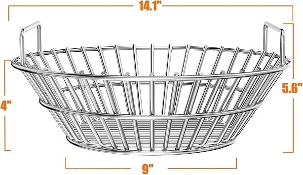 onlyfire Upgraded Stainless Steel Charcoal Ash Basket, Fits Large BGE, Kamado Joe Classic, Vision Classic B, Vision Pro S-Series & Similar Kamado Grills
