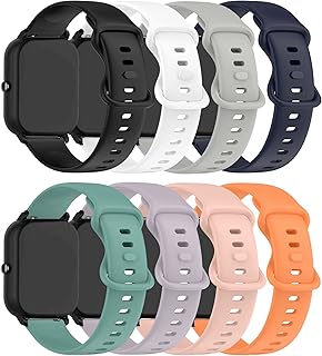 E ECSEM 8-Pack Bands Compatible for Wyze Watch 47mm Replacement Wristbands Accessory Colourful Silicone Bracelet Quick Release Strap Arm Bands for Wyze Watch 47mm Smartwatch