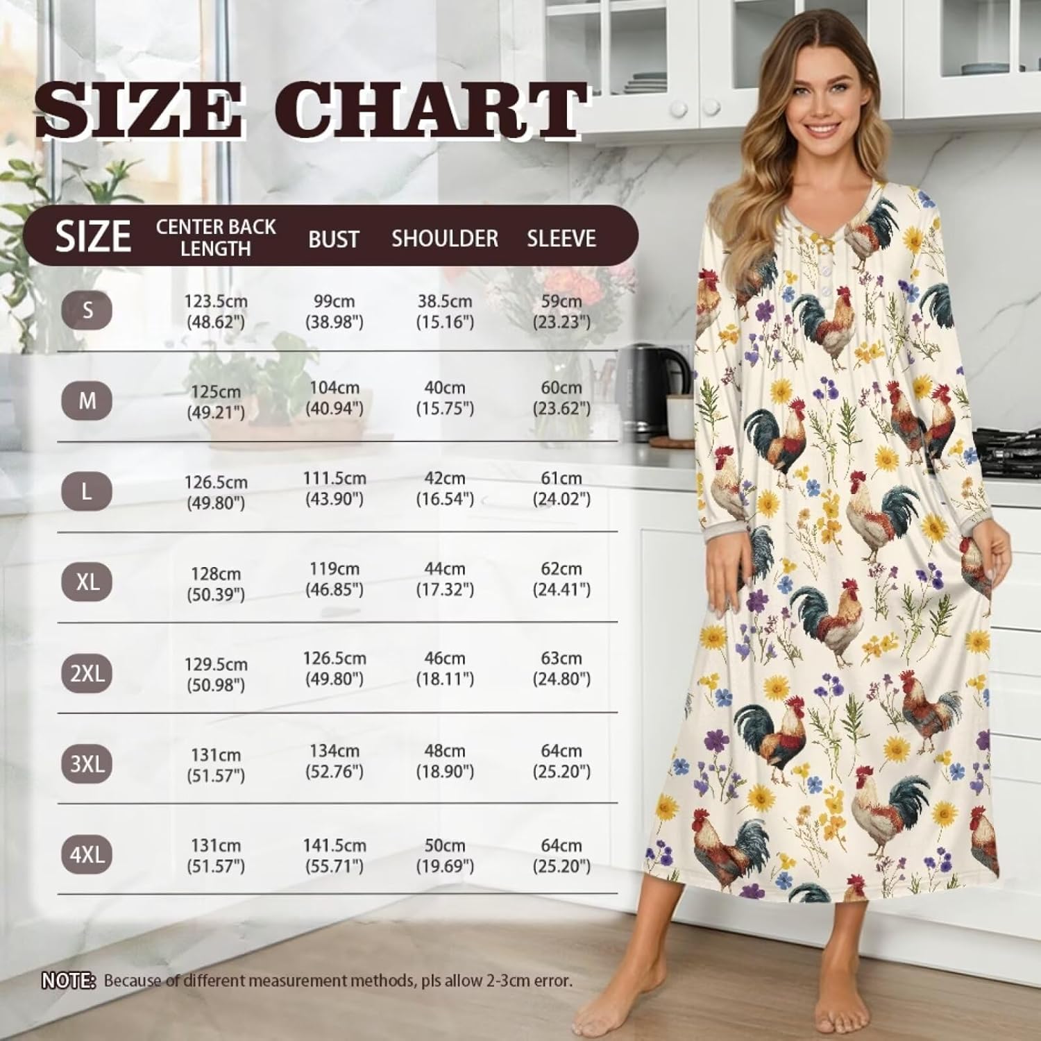 Nightgown for Women Long Sleeve Soft Sleepshirt Comfy Sleepwear Button Sleep Dress Full Length House Coat - Image 6