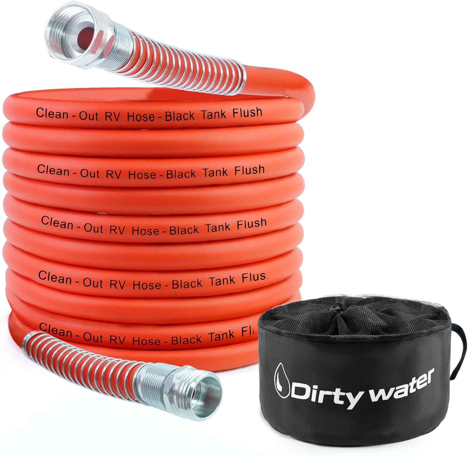 Camper & RV Black Water Hose - 35FT Heavy-Duty Sewer Hose with No-Kink Design & Bright Orange Color- RV Accessories With Storage Bag For Black/Gray Water, Septic Systems & RV Tank Cleaning