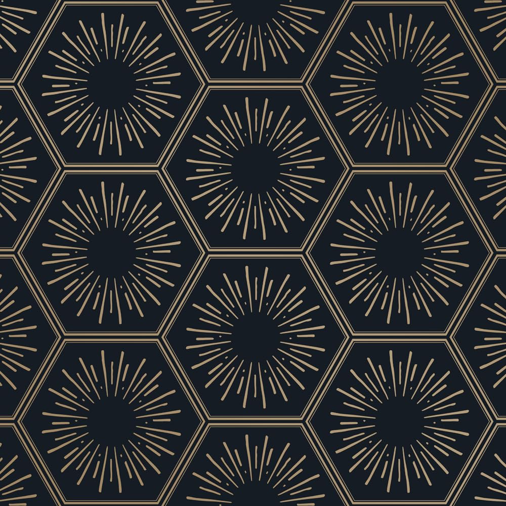 Tempaper Metallic Gold Hello Sunshine Removable Peel and Stick Wallpaper, 20.5 in X 16.5 ft, Made in The USA