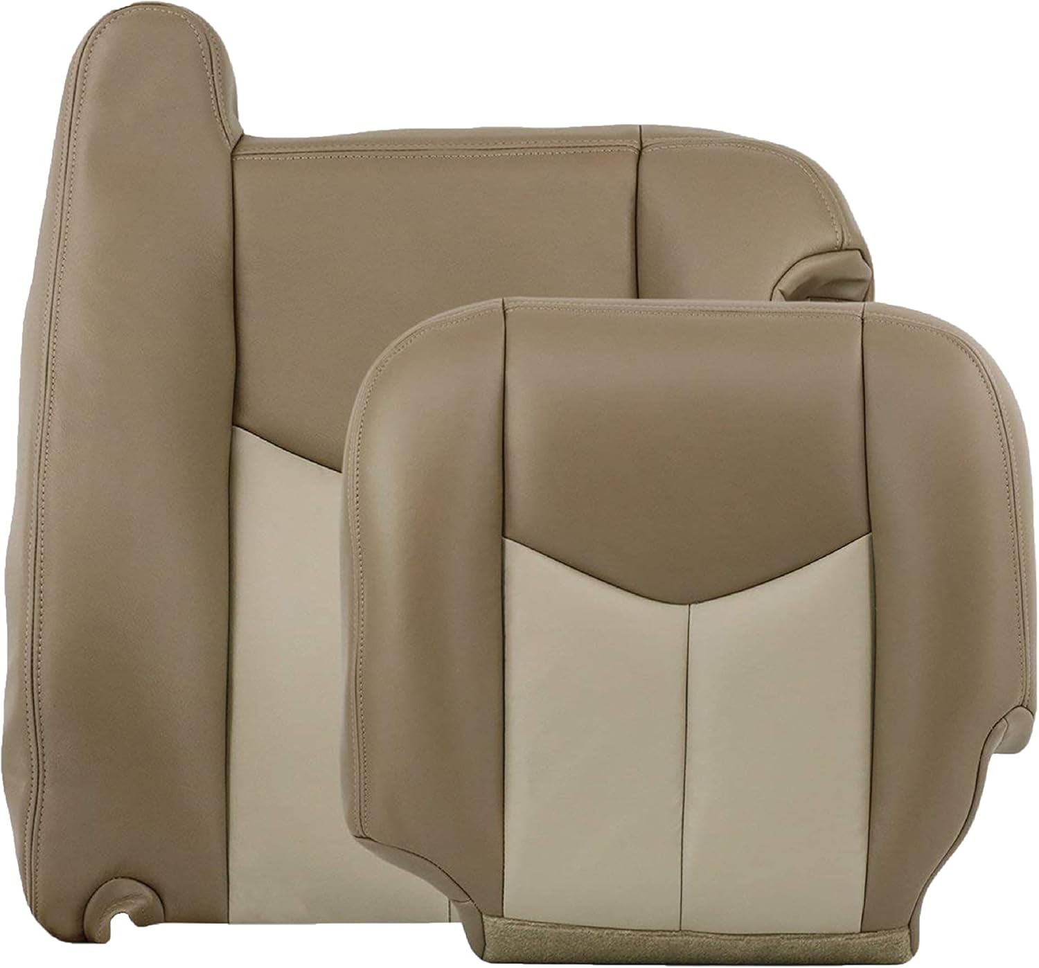 2003 2004 2005 2006 GMC Yukon Denali Synthetic Leather Seat Cover Replacement, 2 Tone Color GMC Sierra Denali Vinyl Seat Cover (Driver Bottom, Medium Neutral and Shale (Two Tone Tan))
