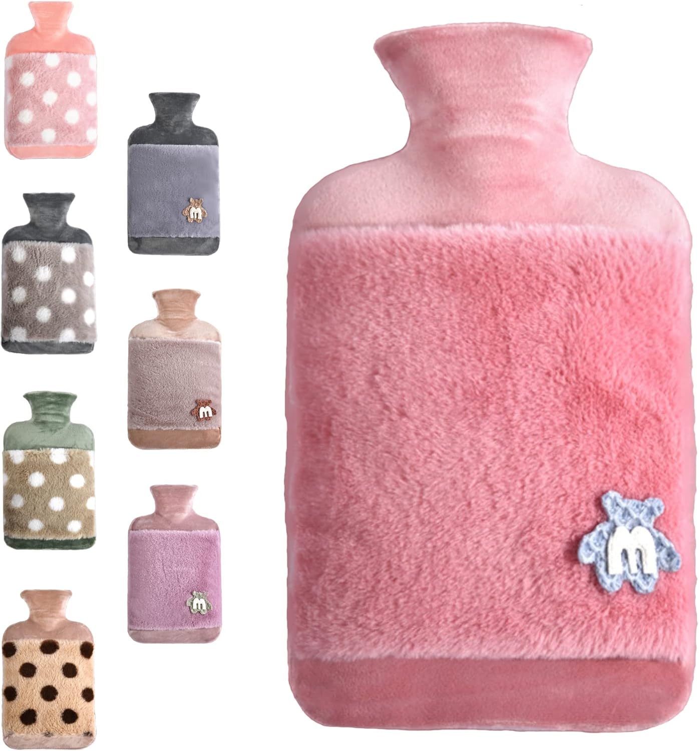 Hot Water Bottle with Cover, 1.8L Large Rubber Hot Water Bottle for Relieving Menstrual Cramps