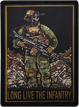 Black Infantry Printed Hook and Loop Backing Patches