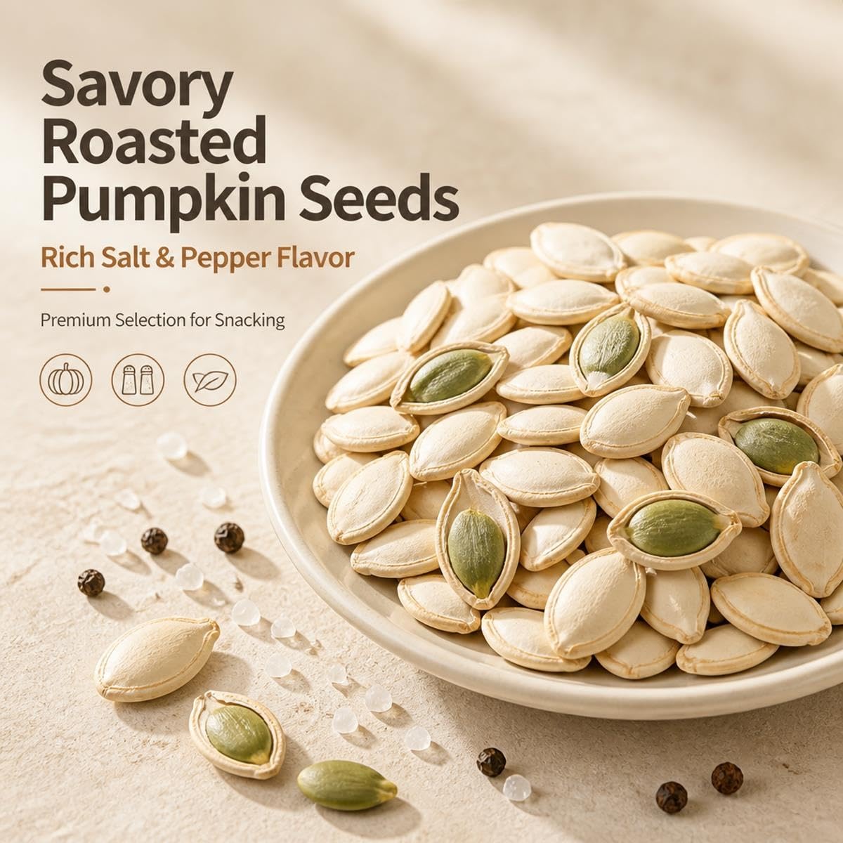Semi Di Zucca In Concia Tostati Pepe Sale Buccia Sottile Barattolo 500g