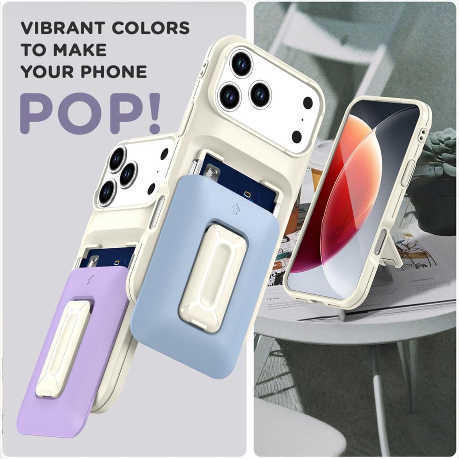 Etui na iPhone 17 Pro Max/17 Pro/Air/17, etui portfelowe z obudową z podpórką (fioletowe, 17 Pro)
