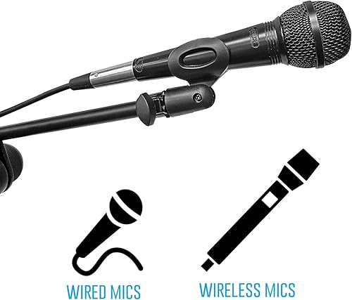 Miniatura 8 de AxcessAbles - Soporte de micrófono de una mano con base redonda pesada y ajuste de altura de agarre rápido, brazo telescópico de micrófono incluido.